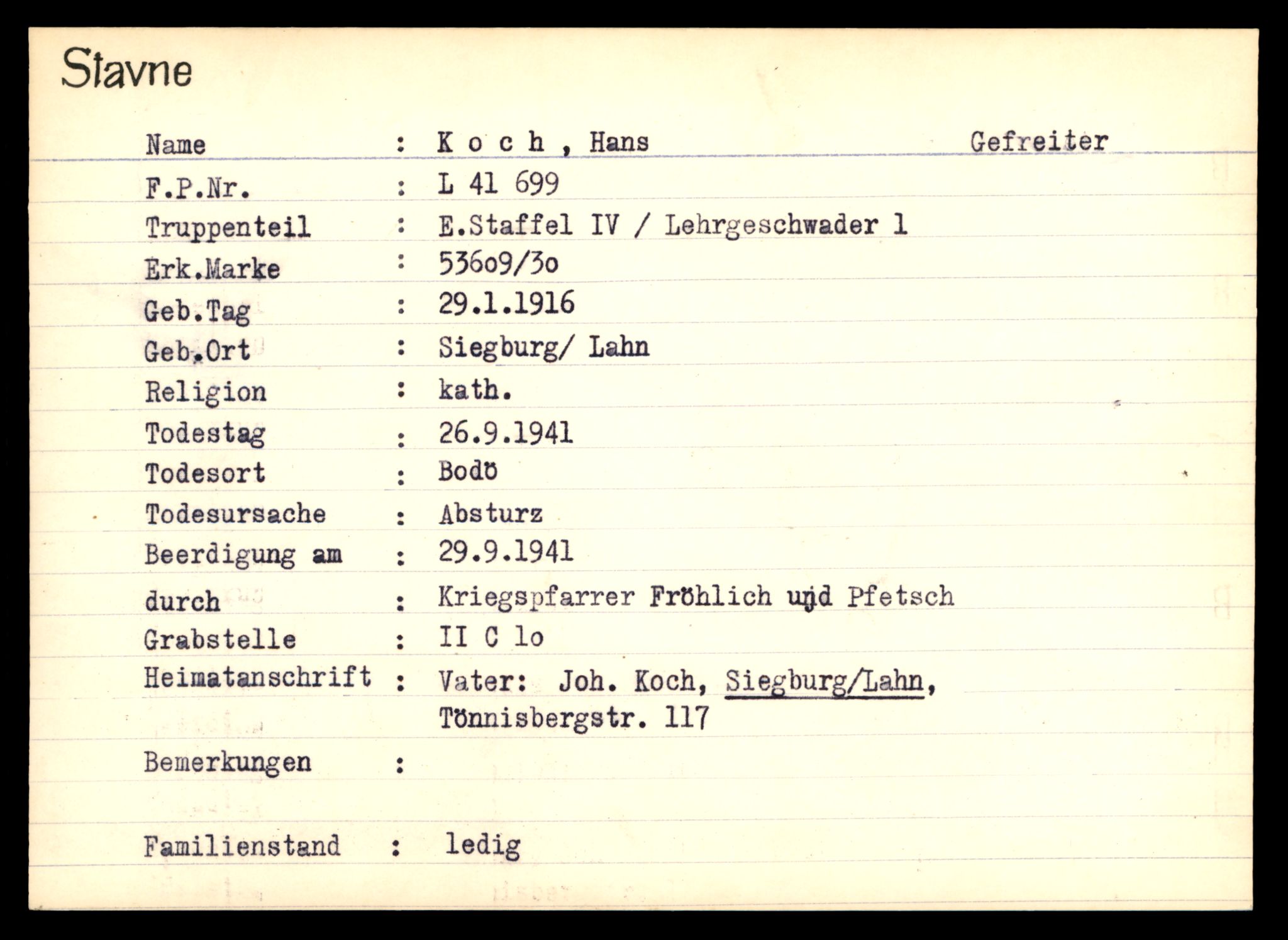 Distriktskontoret for krigsgraver, AV/SAT-A-5030/E/L0003: Kasett/kartotek over tysk Krigskirkegård Stavne, 1945, p. 707