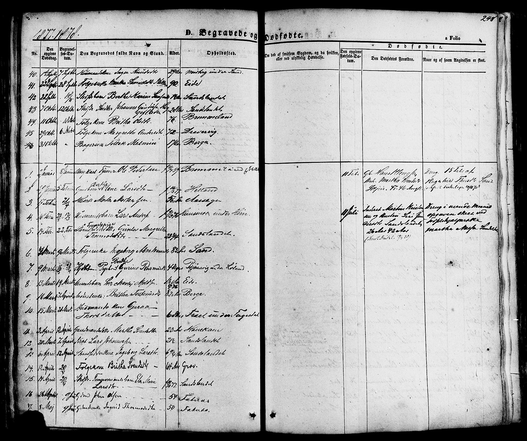 Sand sokneprestkontor, AV/SAST-A-101848/01/III/L0003: Parish register (official) no. A 3, 1854-1879, p. 243