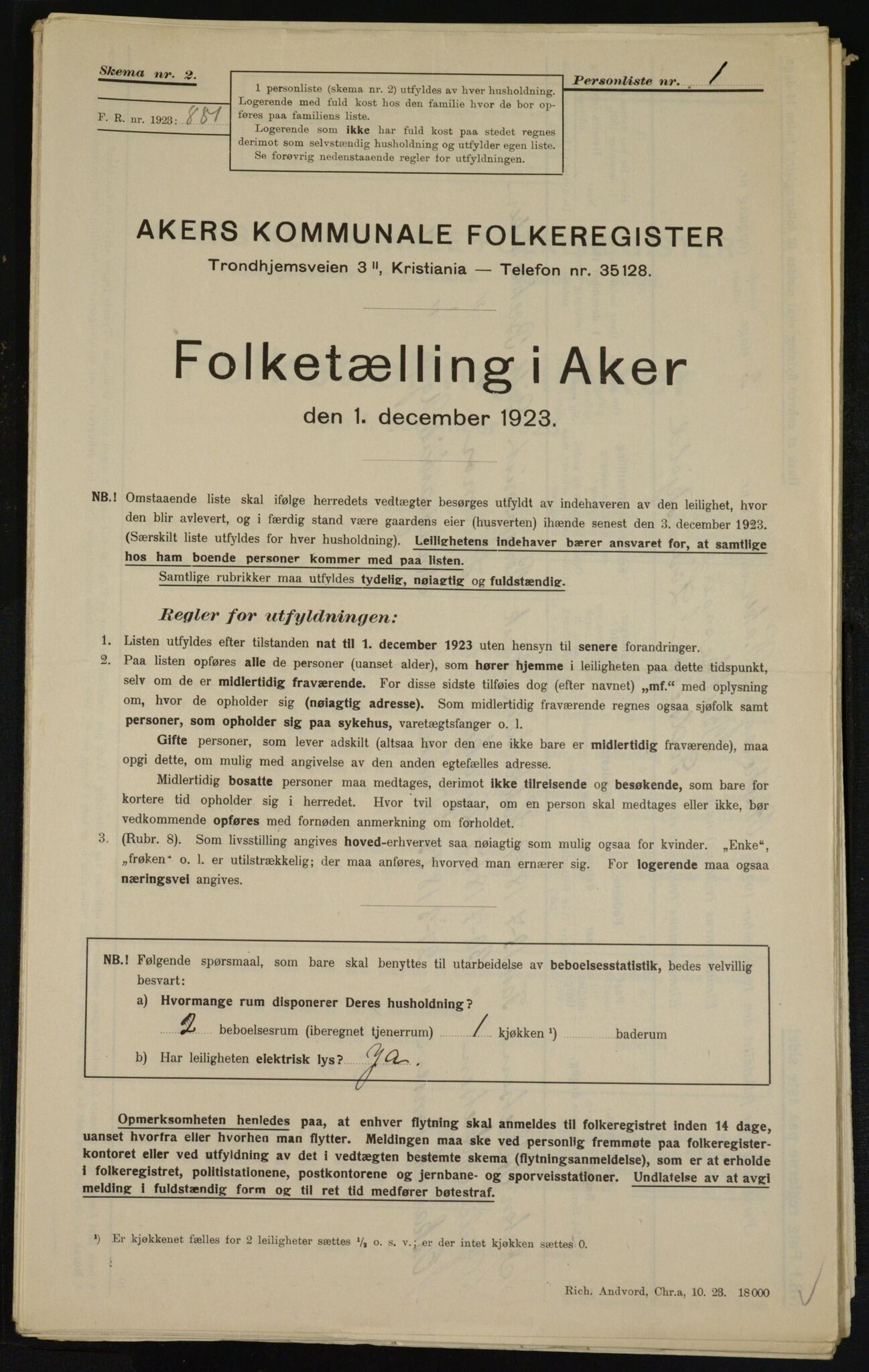 , Municipal Census 1923 for Aker, 1923, p. 13226