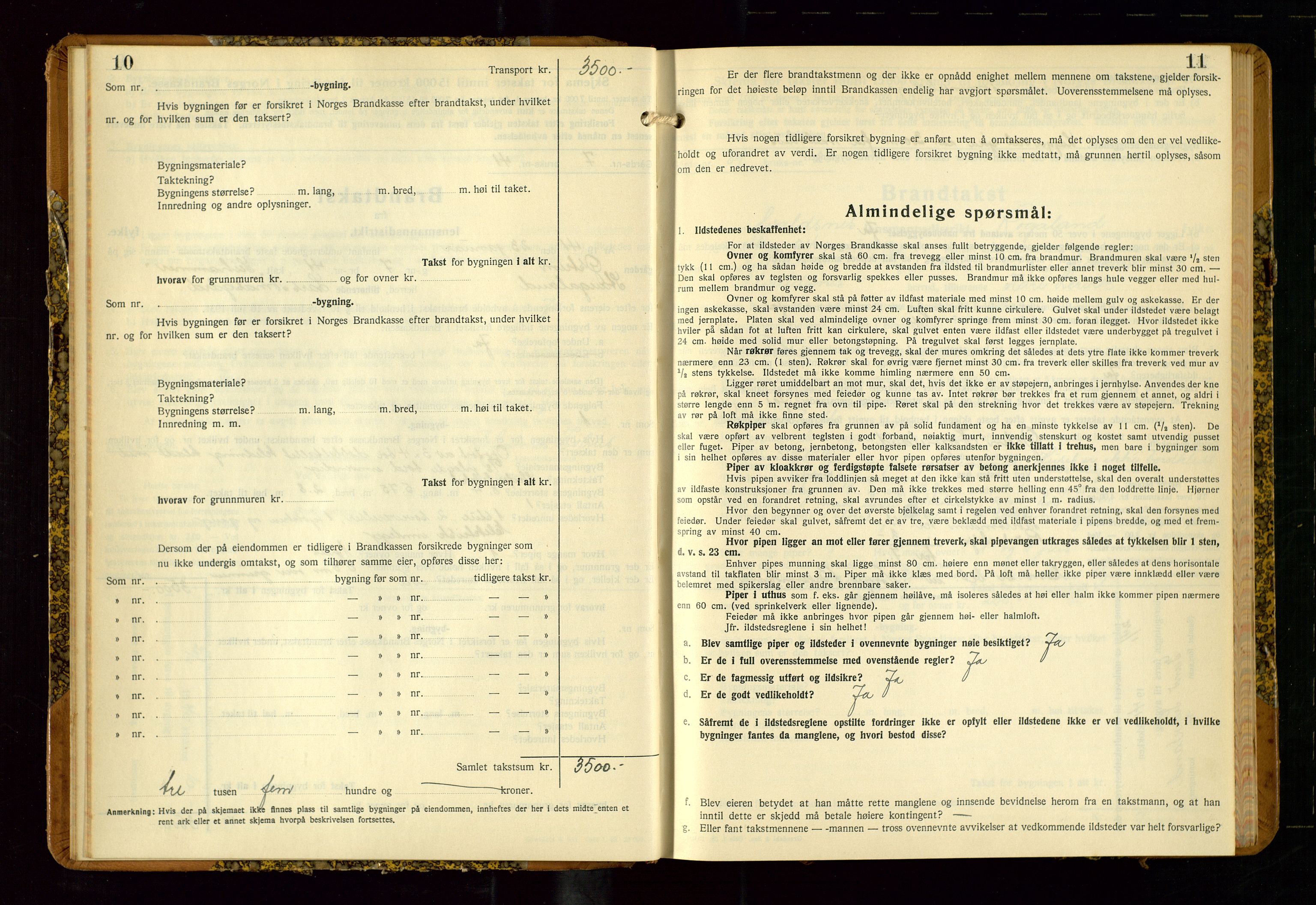 Avaldsnes lensmannskontor, SAST/A-100286/Gob/L0002: "Branntakstprotokoll for Avaldsnes lensmannsdistrikt Rogaland fylke", 1940-1950, p. 10-11