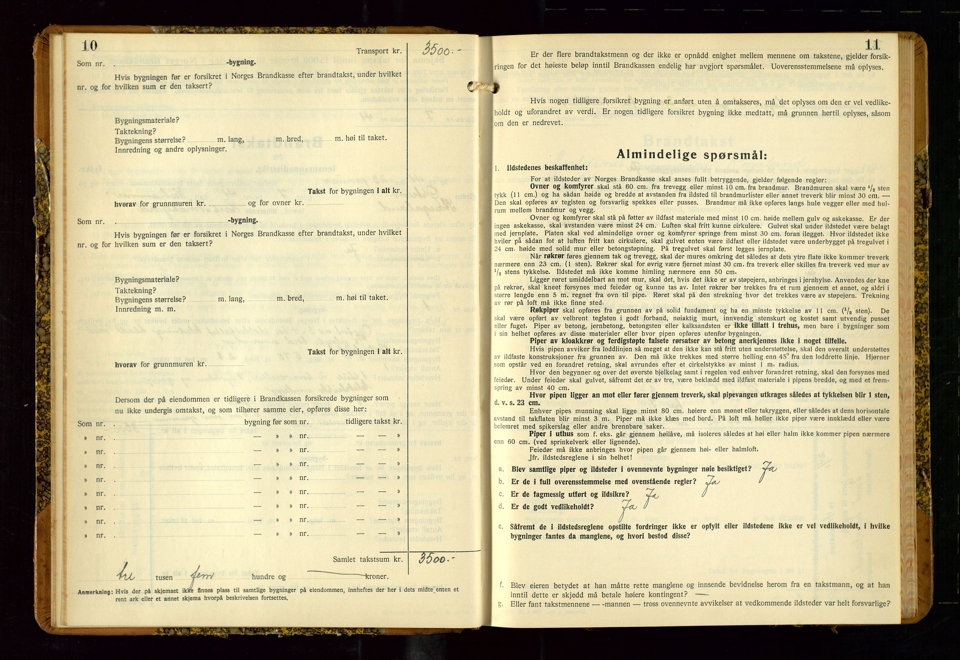 Avaldsnes lensmannskontor, AV/SAST-A-100286/Gob/L0002: "Branntakstprotokoll for Avaldsnes lensmannsdistrikt Rogaland fylke", 1940-1950, p. 10-11