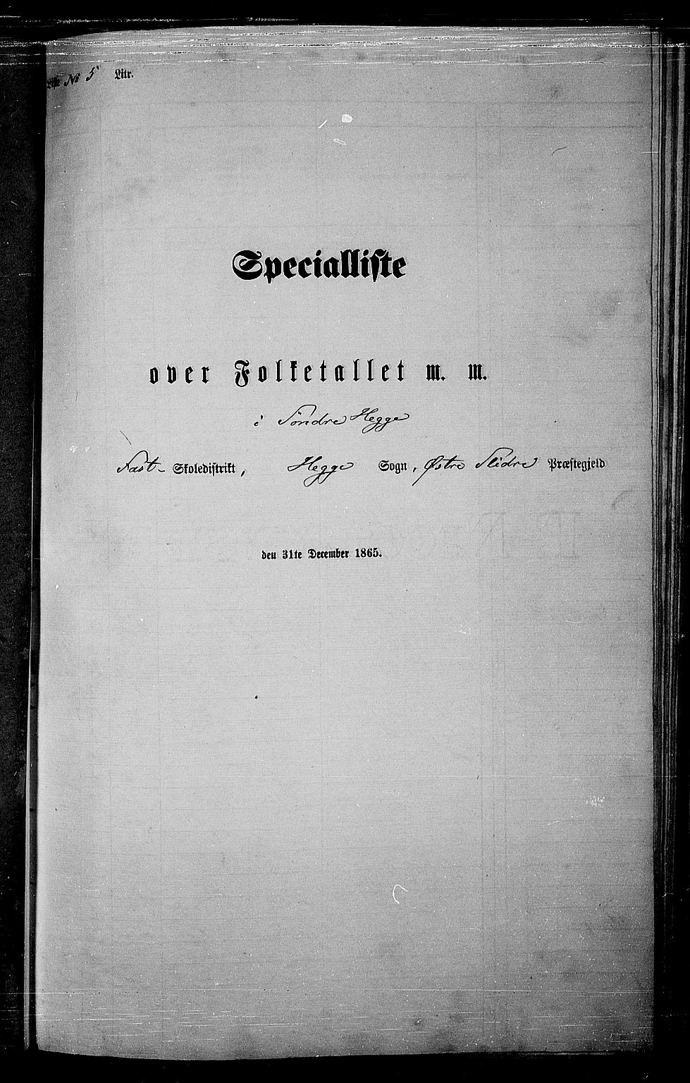 RA, 1865 census for Øystre Slidre, 1865, p. 46