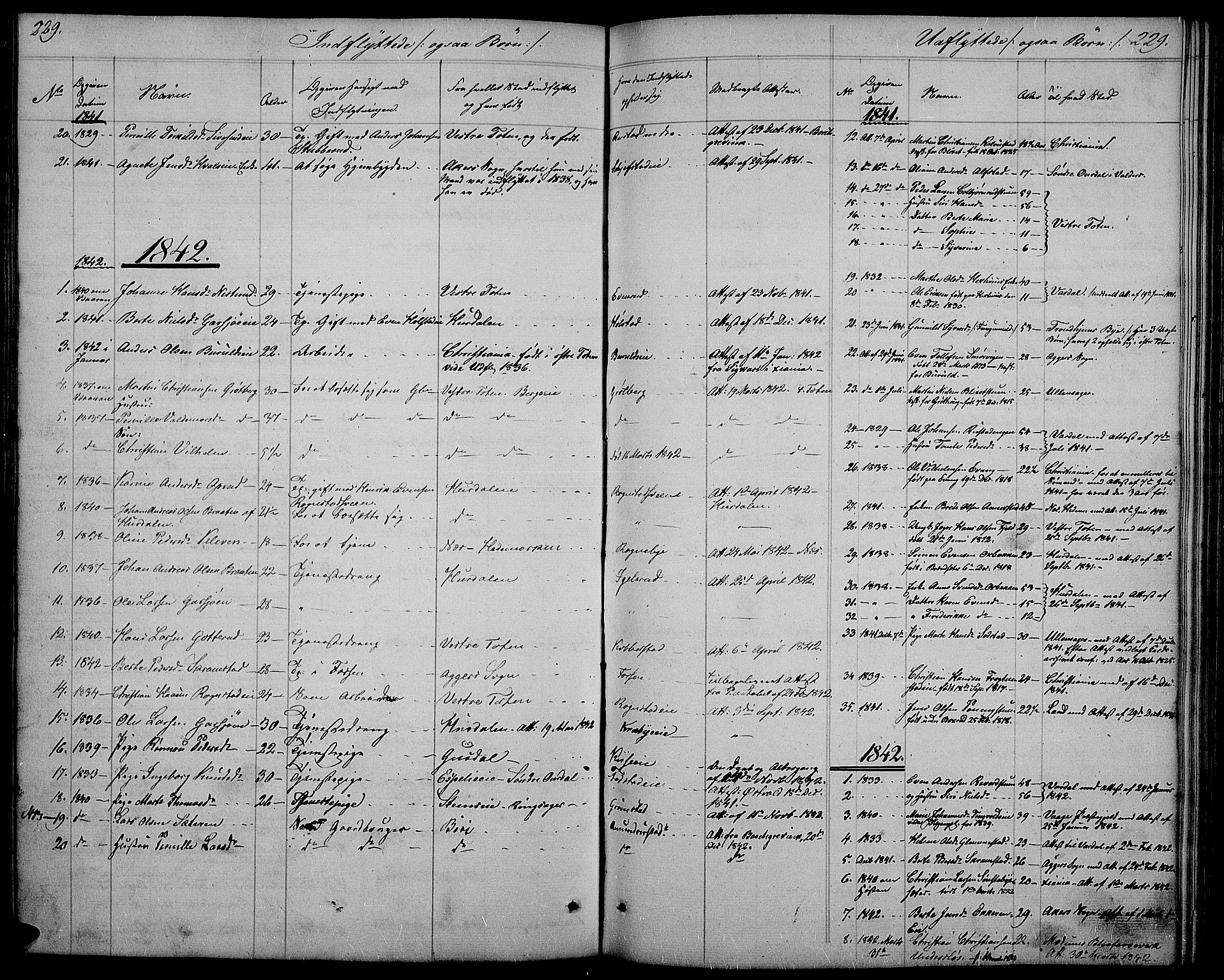 Østre Toten prestekontor, SAH/PREST-104/H/Ha/Hab/L0002: Parish register (copy) no. 2, 1840-1847, p. 229