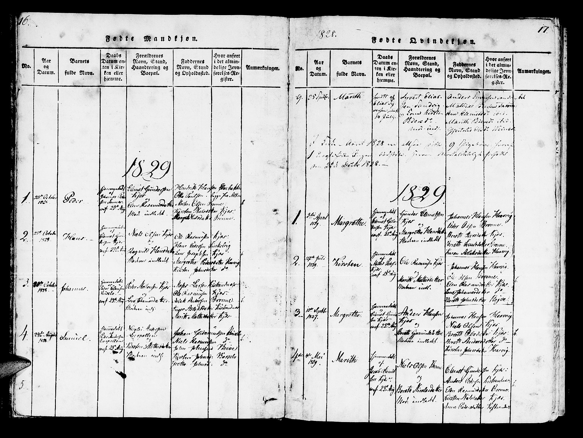 Kistrand/Porsanger sokneprestembete, SATØ/S-1351/H/Ha/L0003.kirke: Parish register (official) no. 3, 1825-1842, p. 16-17