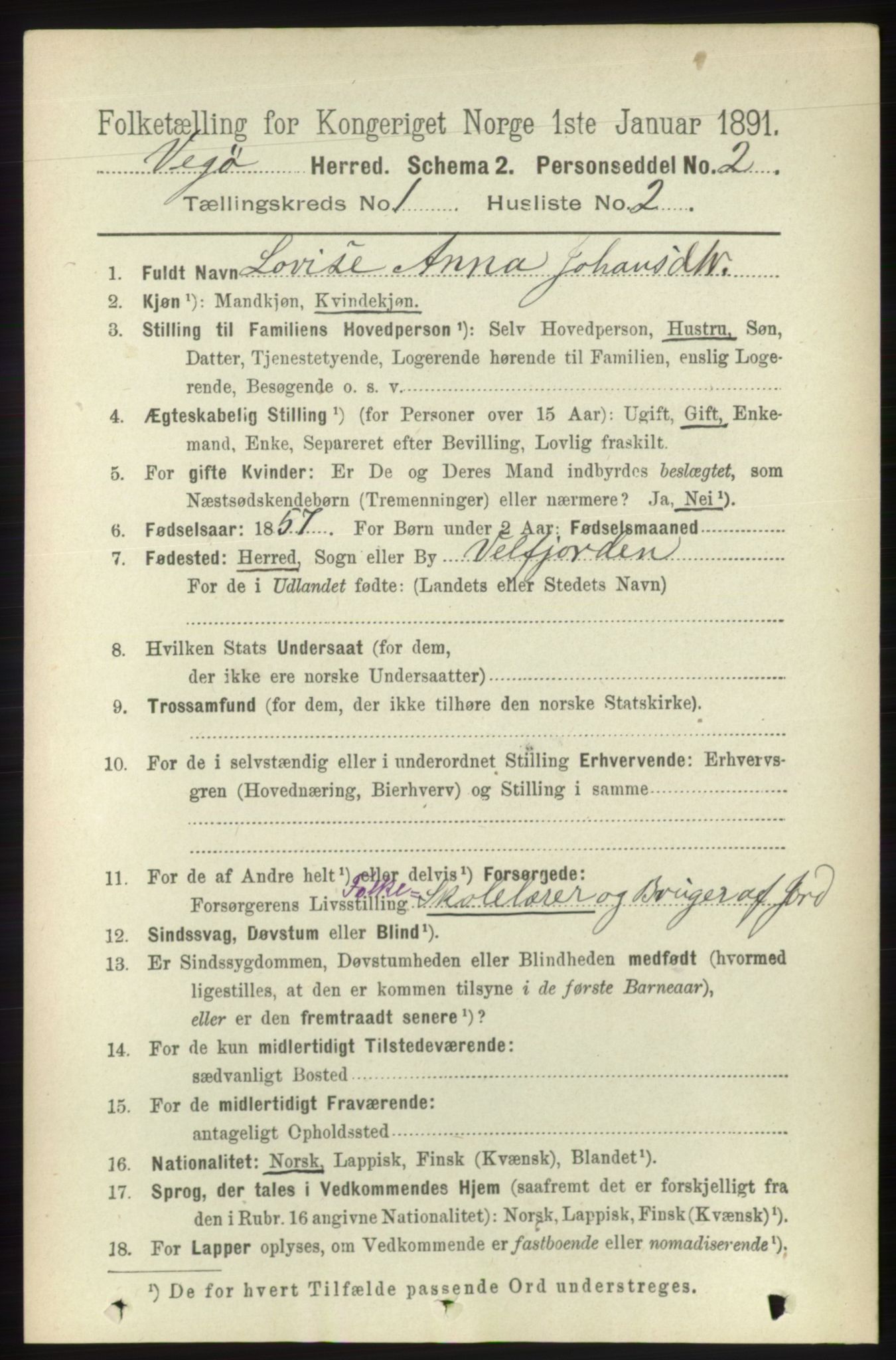 RA, 1891 census for 1815 Vega, 1891, p. 114