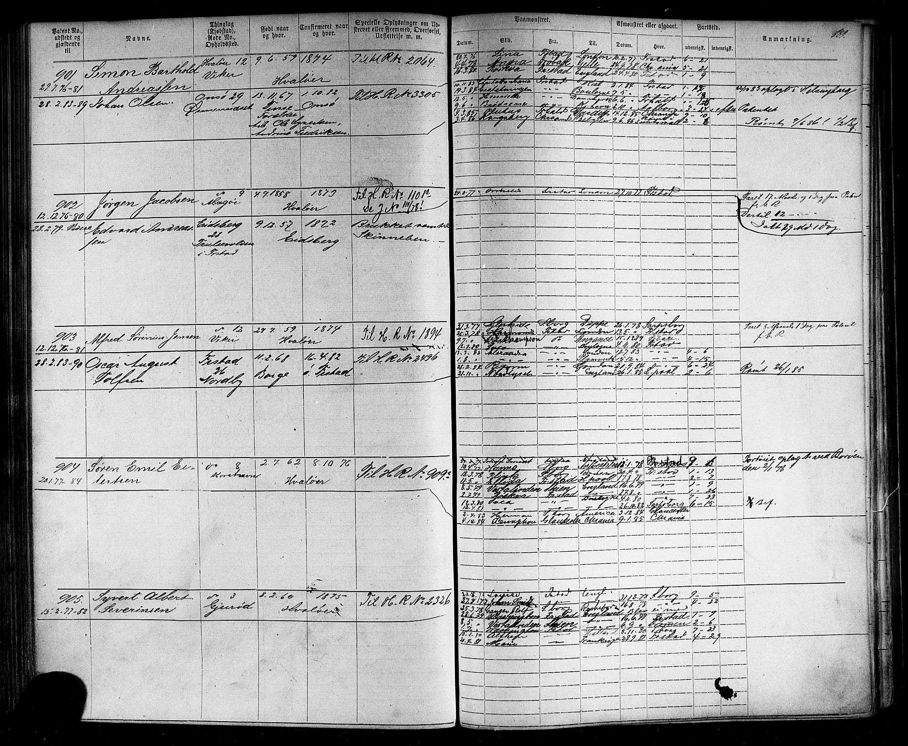 Fredrikstad mønstringskontor, AV/SAO-A-10569b/F/Fc/Fca/L0002: Annotasjonsrulle, 1868-1885, p. 184