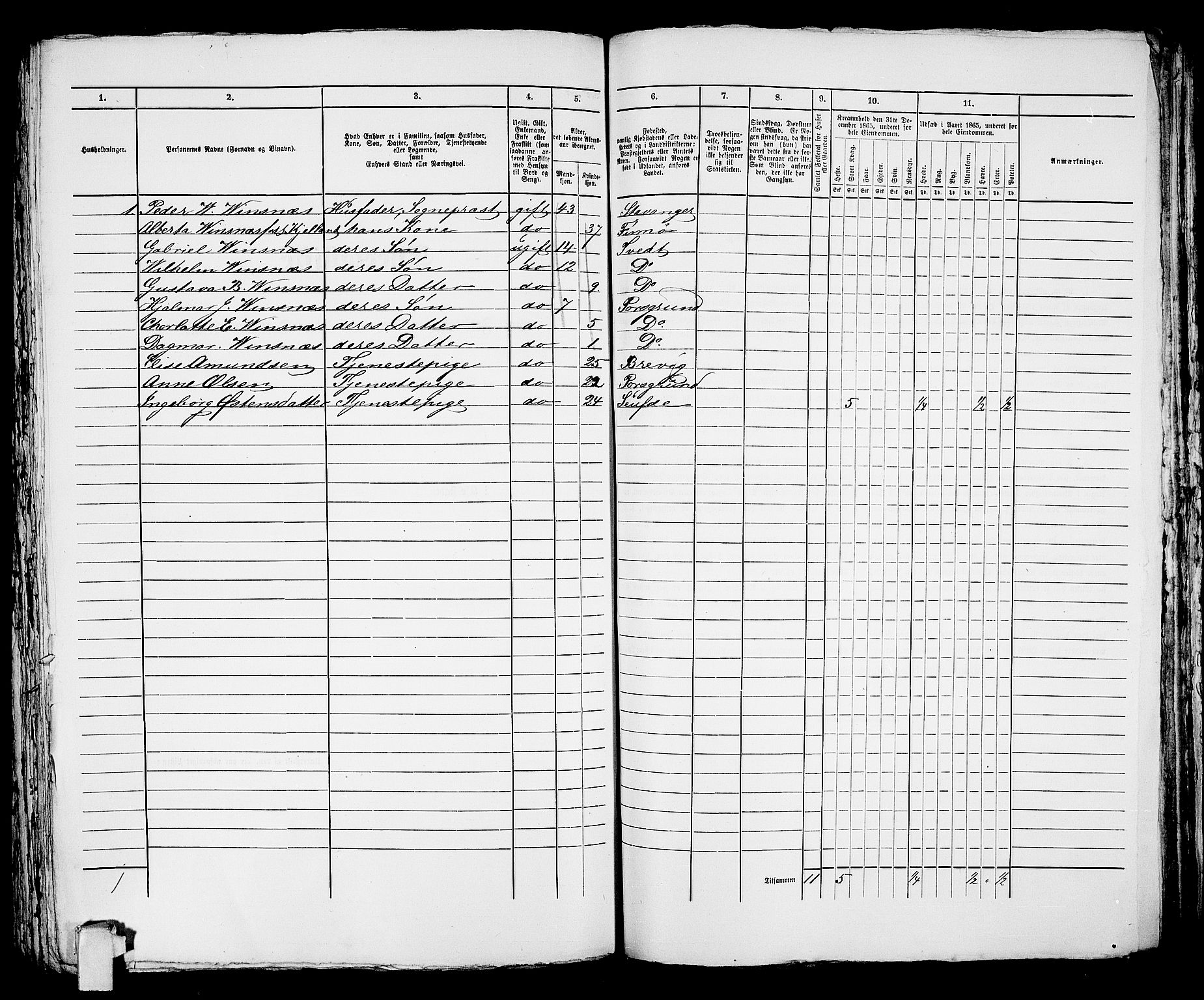 RA, 1865 census for Porsgrunn, 1865, p. 353