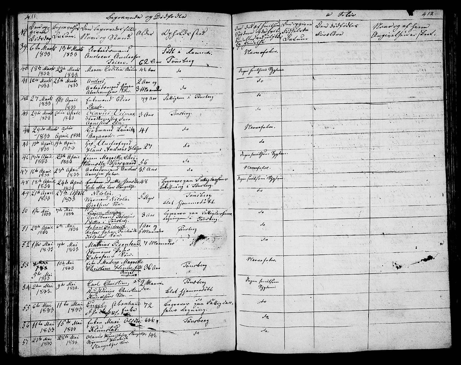 Tønsberg kirkebøker, AV/SAKO-A-330/G/Ga/L0002: Parish register (copy) no. 2, 1827-1854, p. 411-412