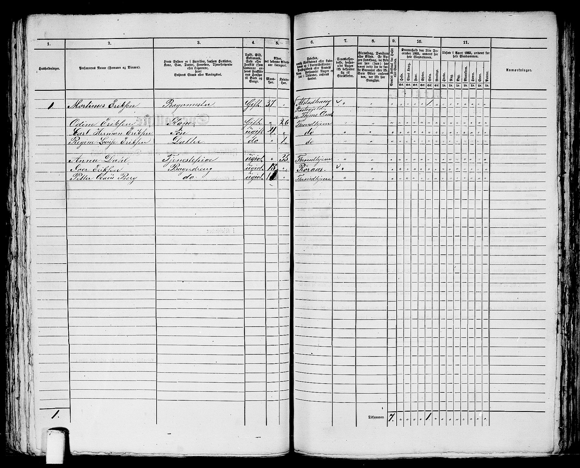 RA, 1865 census for Trondheim, 1865, p. 1858