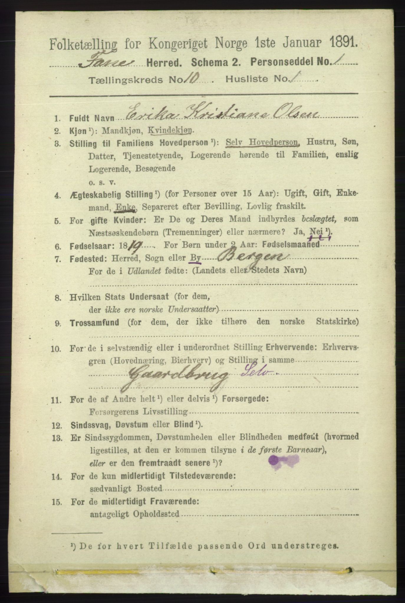 RA, 1891 census for 1249 Fana, 1891, p. 5437