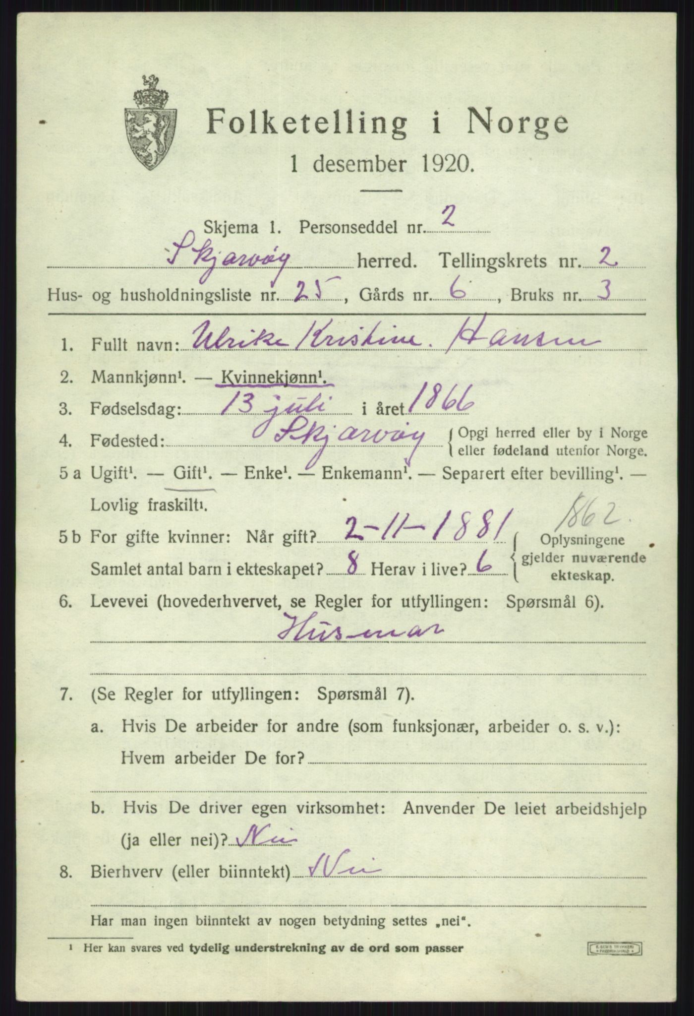 SATØ, 1920 census for Skjervøy, 1920, p. 1787