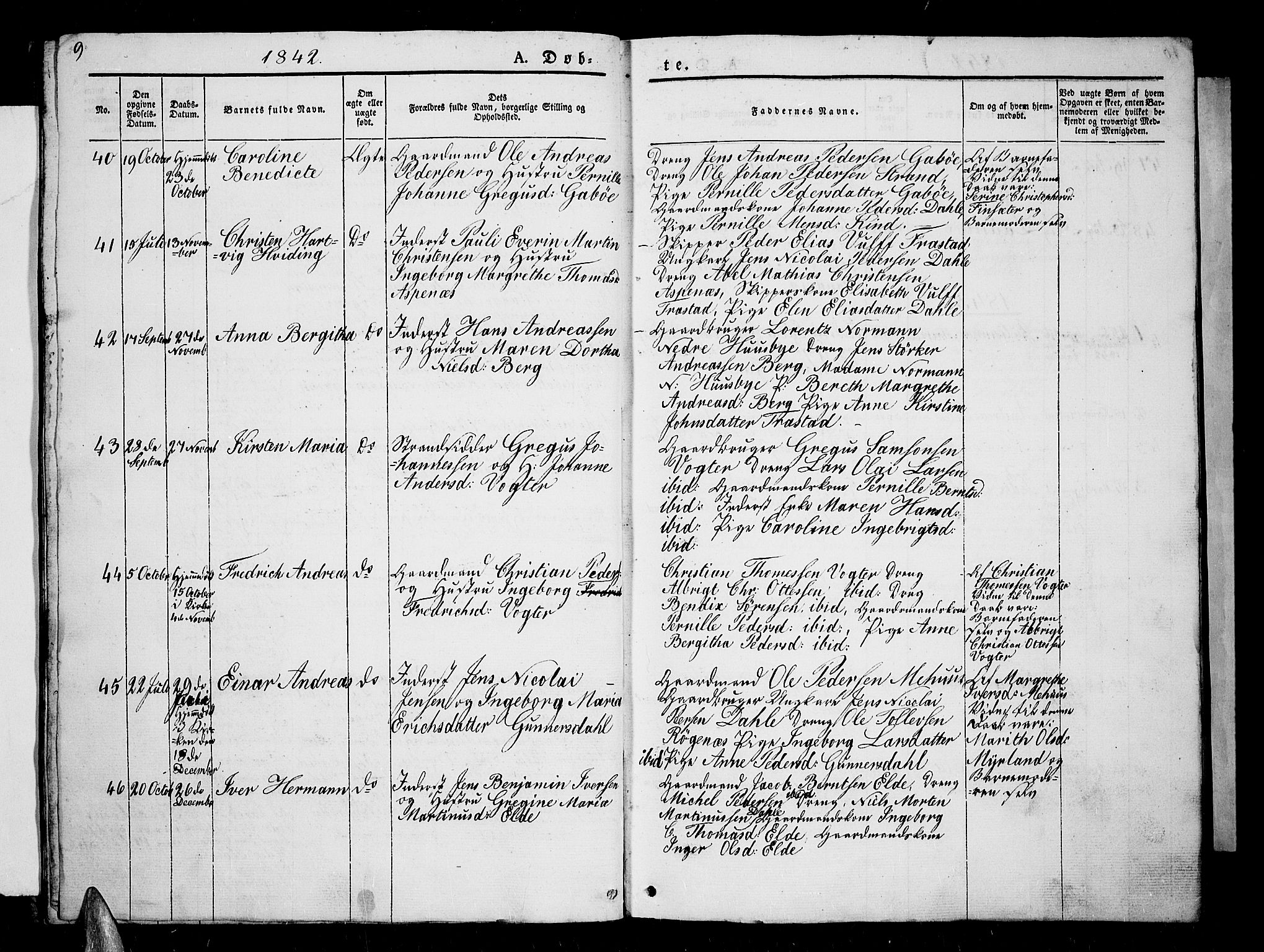 Kvæfjord sokneprestkontor, AV/SATØ-S-1323/G/Ga/Gab/L0002klokker: Parish register (copy) no. 2, 1841-1855, p. 9