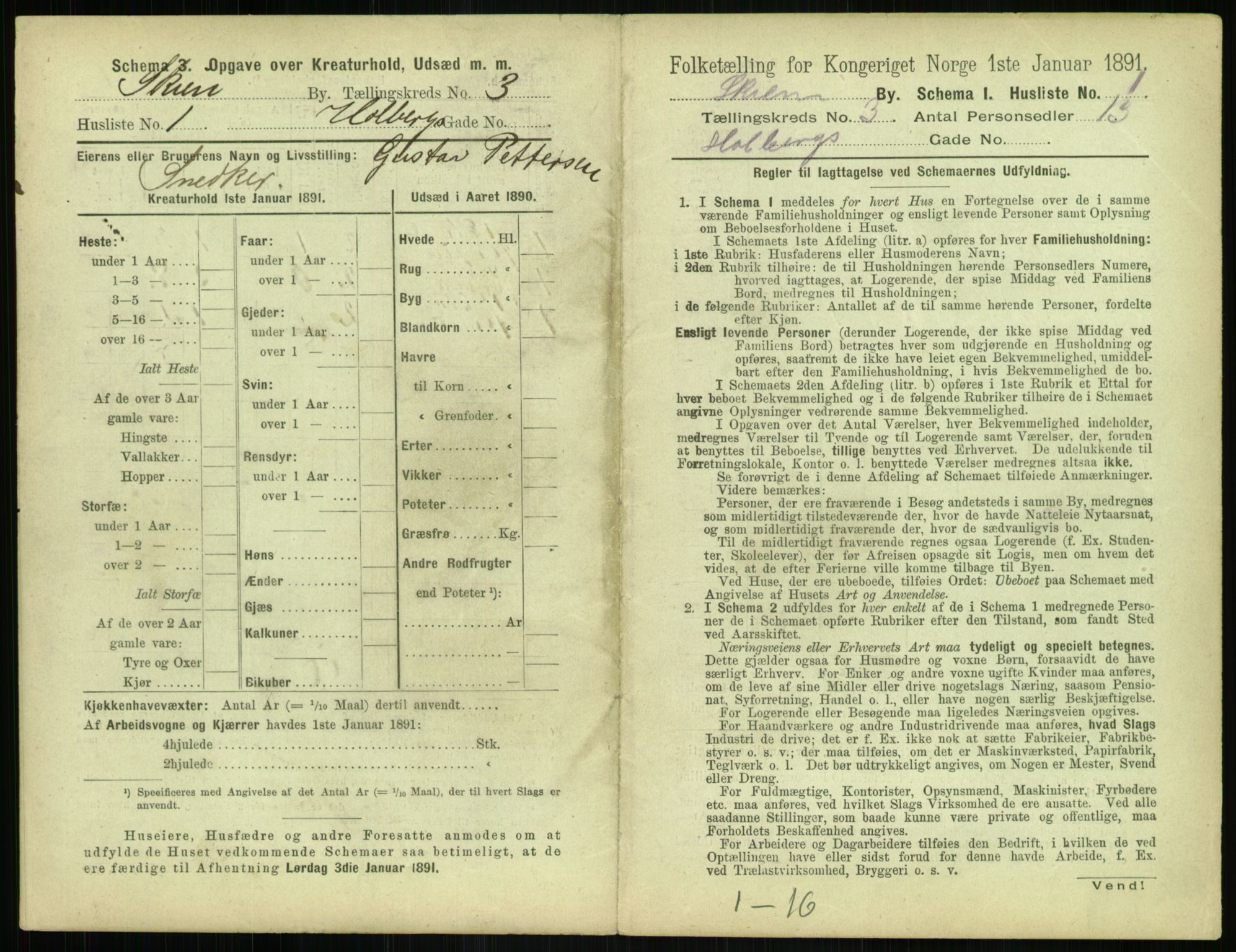 RA, 1891 census for 0806 Skien, 1891, p. 184