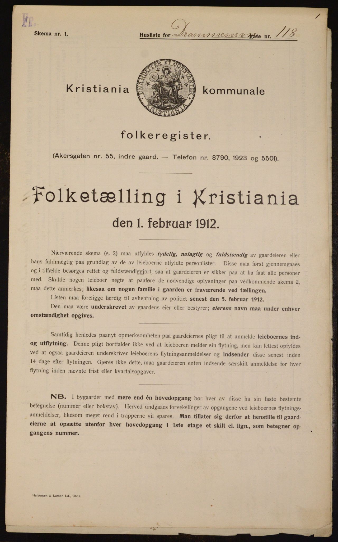 OBA, Municipal Census 1912 for Kristiania, 1912, p. 17000