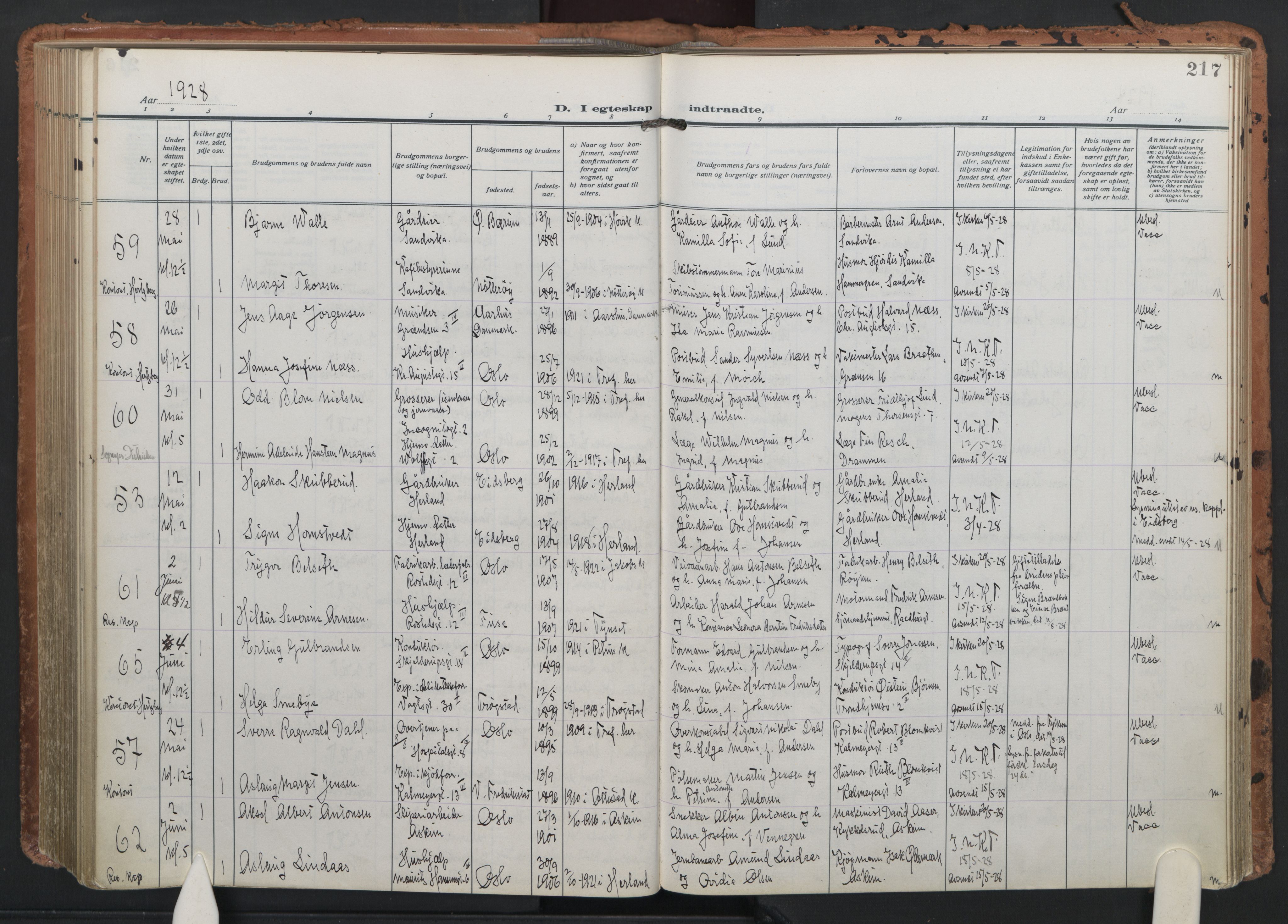 Trefoldighet prestekontor Kirkebøker, AV/SAO-A-10882/F/Fc/L0008: Parish register (official) no. III 8, 1920-1932, p. 217