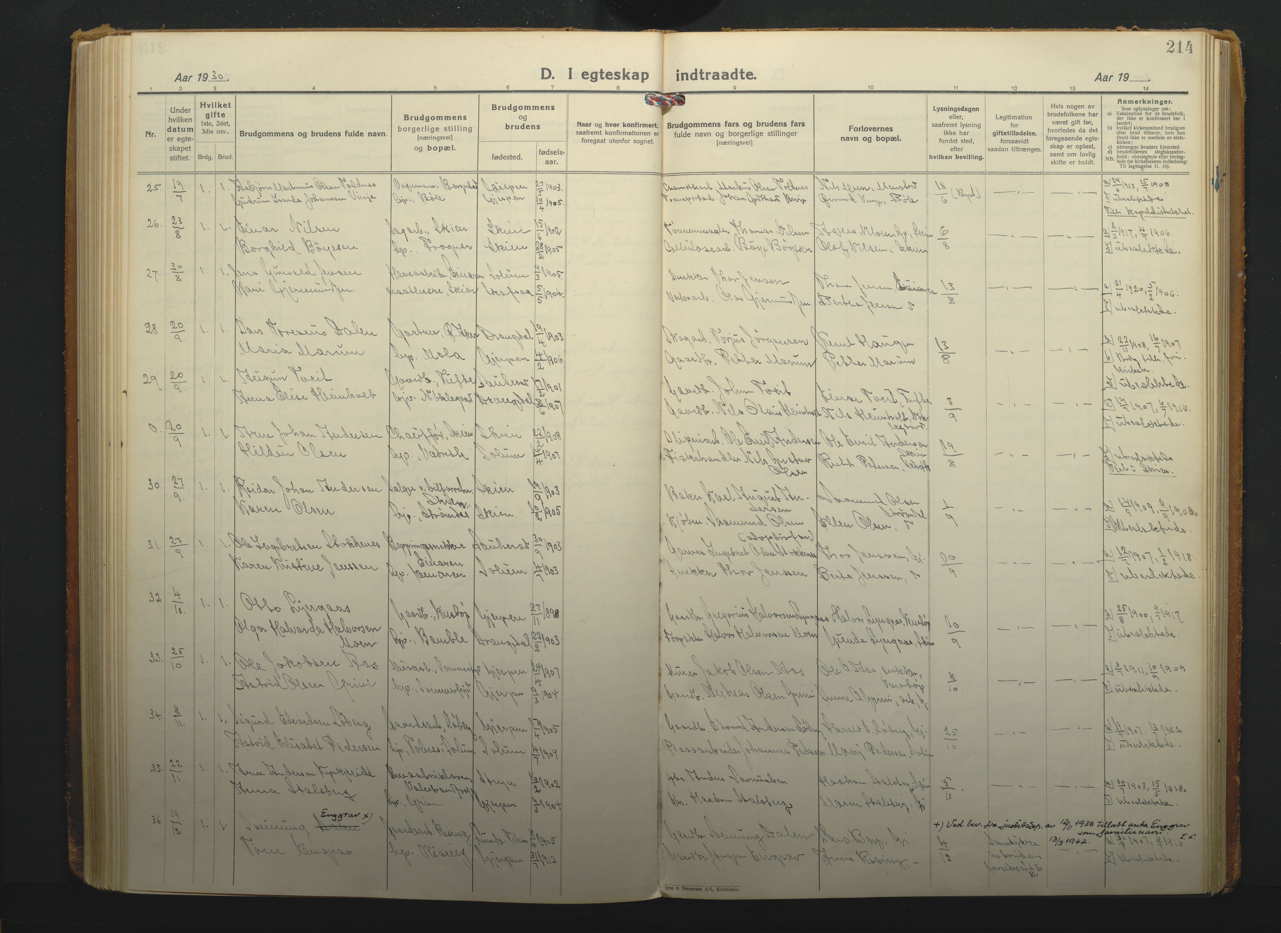 Gjerpen kirkebøker, SAKO/A-265/F/Fa/L0014: Parish register (official) no. I 14, 1925-1938, p. 214