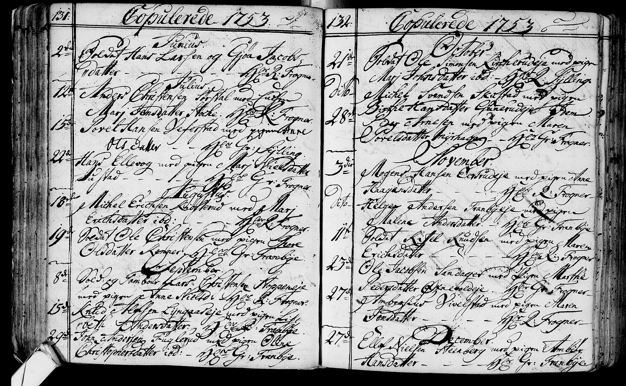 Lier kirkebøker, AV/SAKO-A-230/F/Fa/L0004: Parish register (official) no. I 4, 1749-1764, p. 131-132