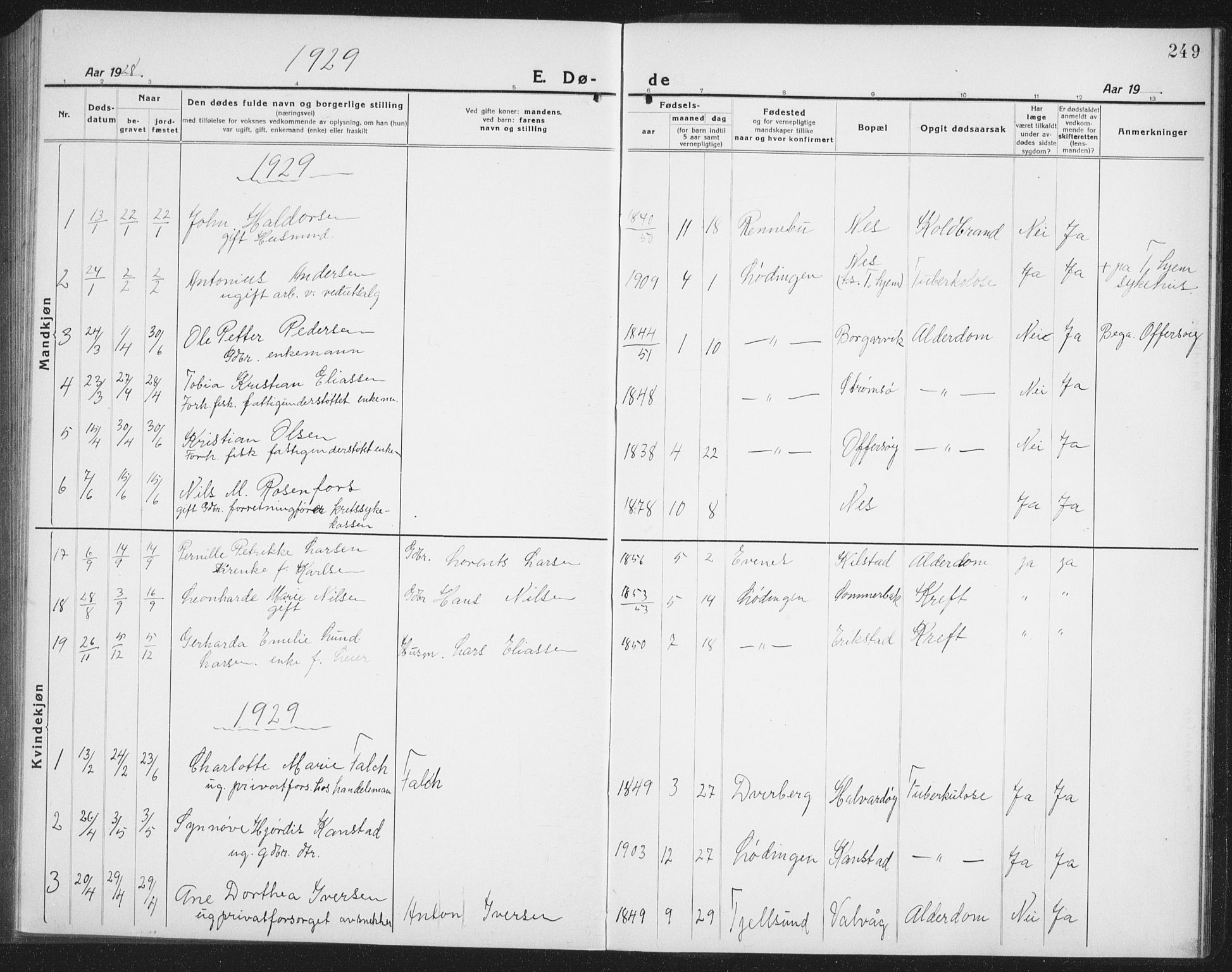 Ministerialprotokoller, klokkerbøker og fødselsregistre - Nordland, AV/SAT-A-1459/872/L1049: Parish register (copy) no. 872C05, 1920-1938, p. 249