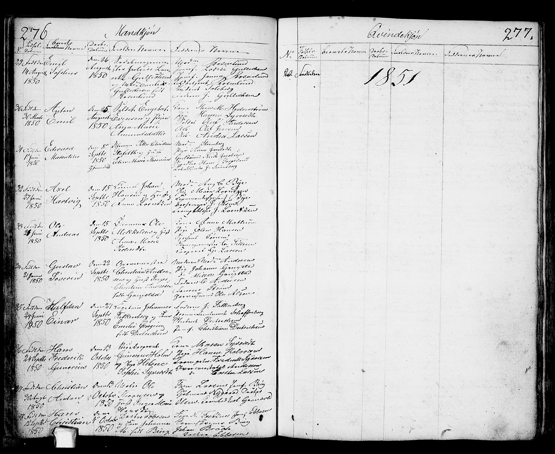 Fredrikstad prestekontor Kirkebøker, AV/SAO-A-11082/G/Ga/L0001: Parish register (copy) no. 1, 1824-1879, p. 276-277