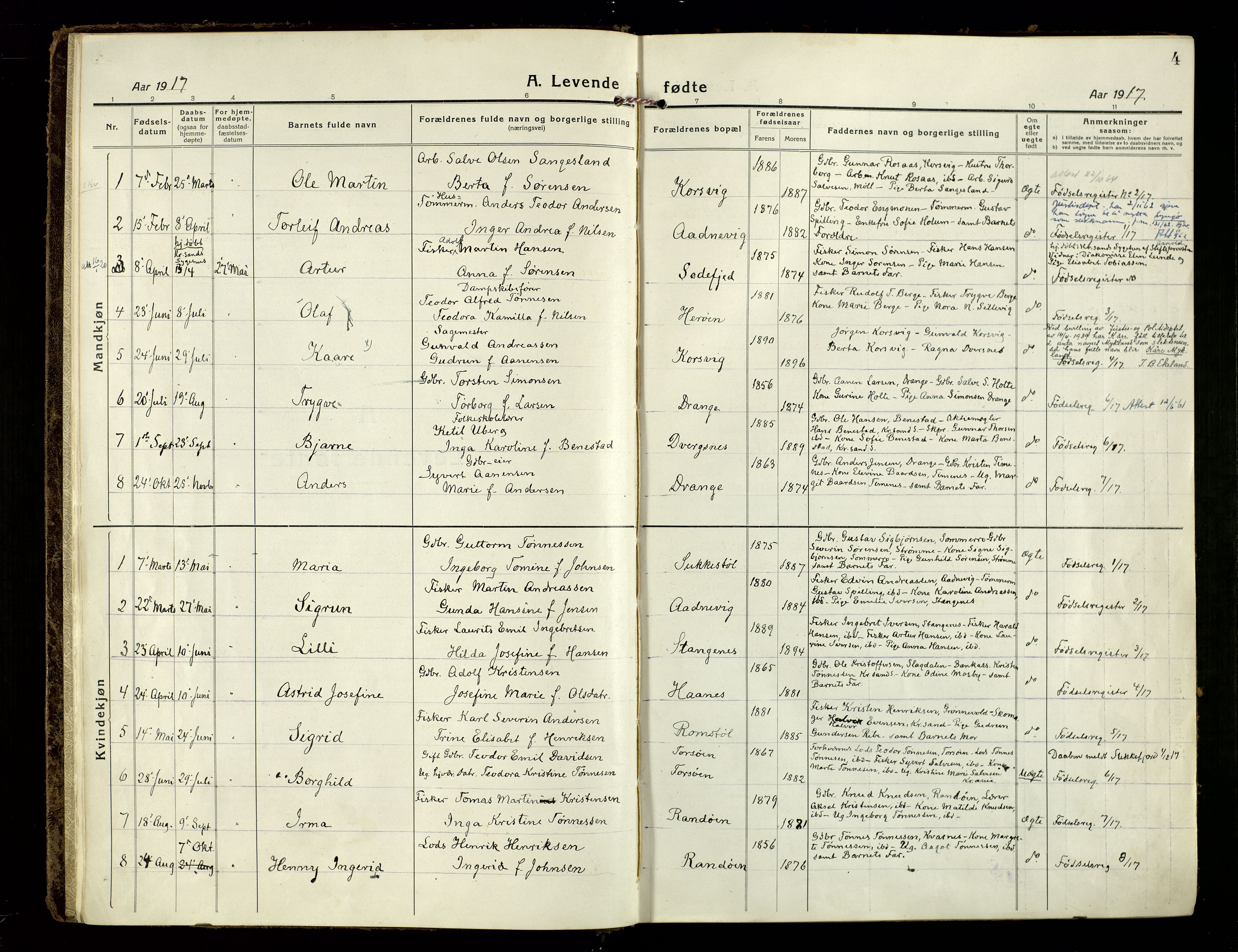 Oddernes sokneprestkontor, SAK/1111-0033/F/Fa/Fab/L0004: Parish register (official) no. A 4, 1916-1935, p. 4