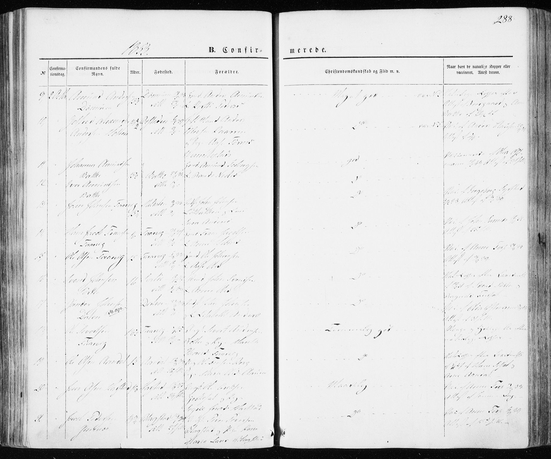 Ministerialprotokoller, klokkerbøker og fødselsregistre - Møre og Romsdal, AV/SAT-A-1454/586/L0984: Parish register (official) no. 586A10, 1844-1856, p. 288