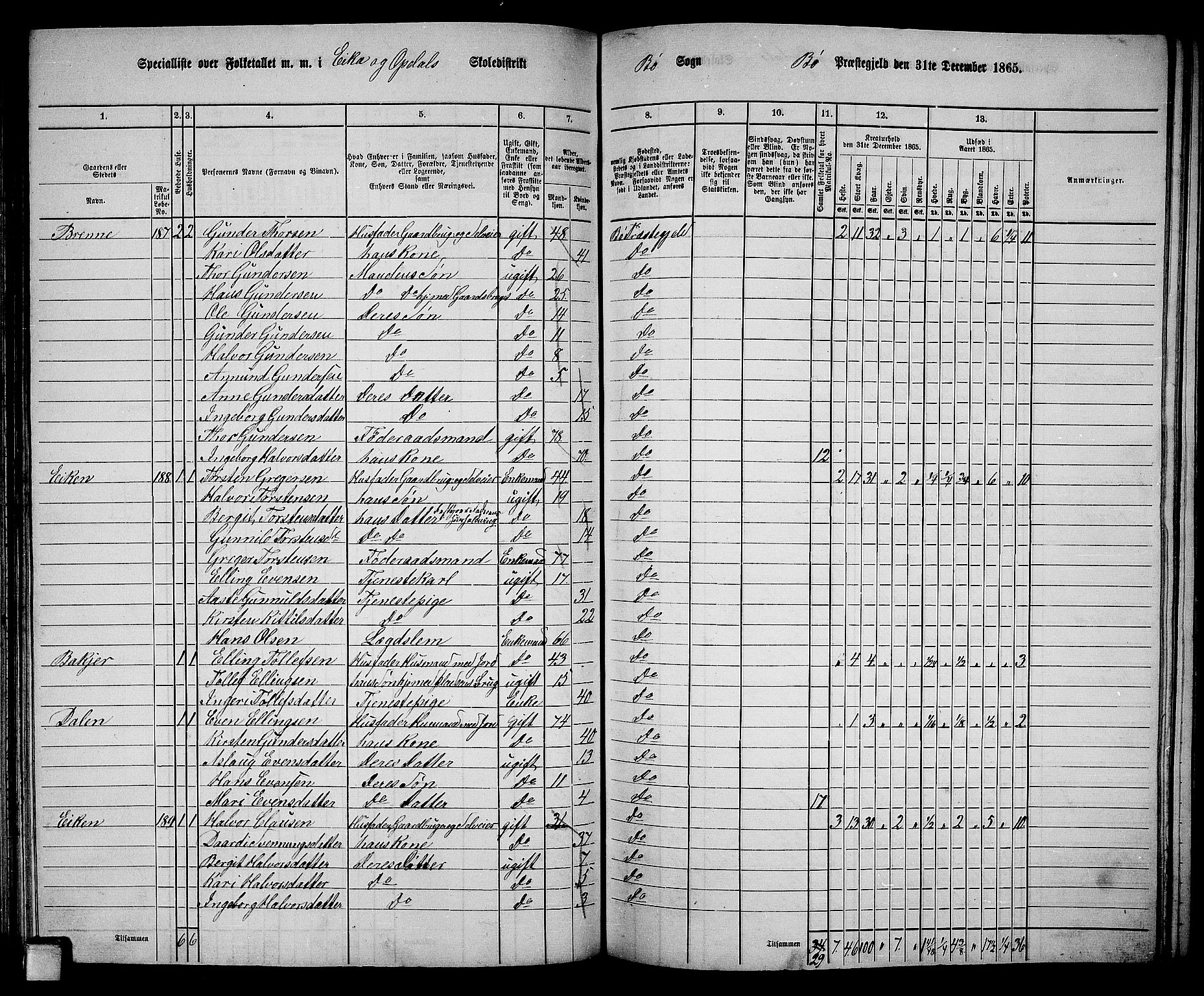 RA, 1865 census for Bø, 1865, p. 114