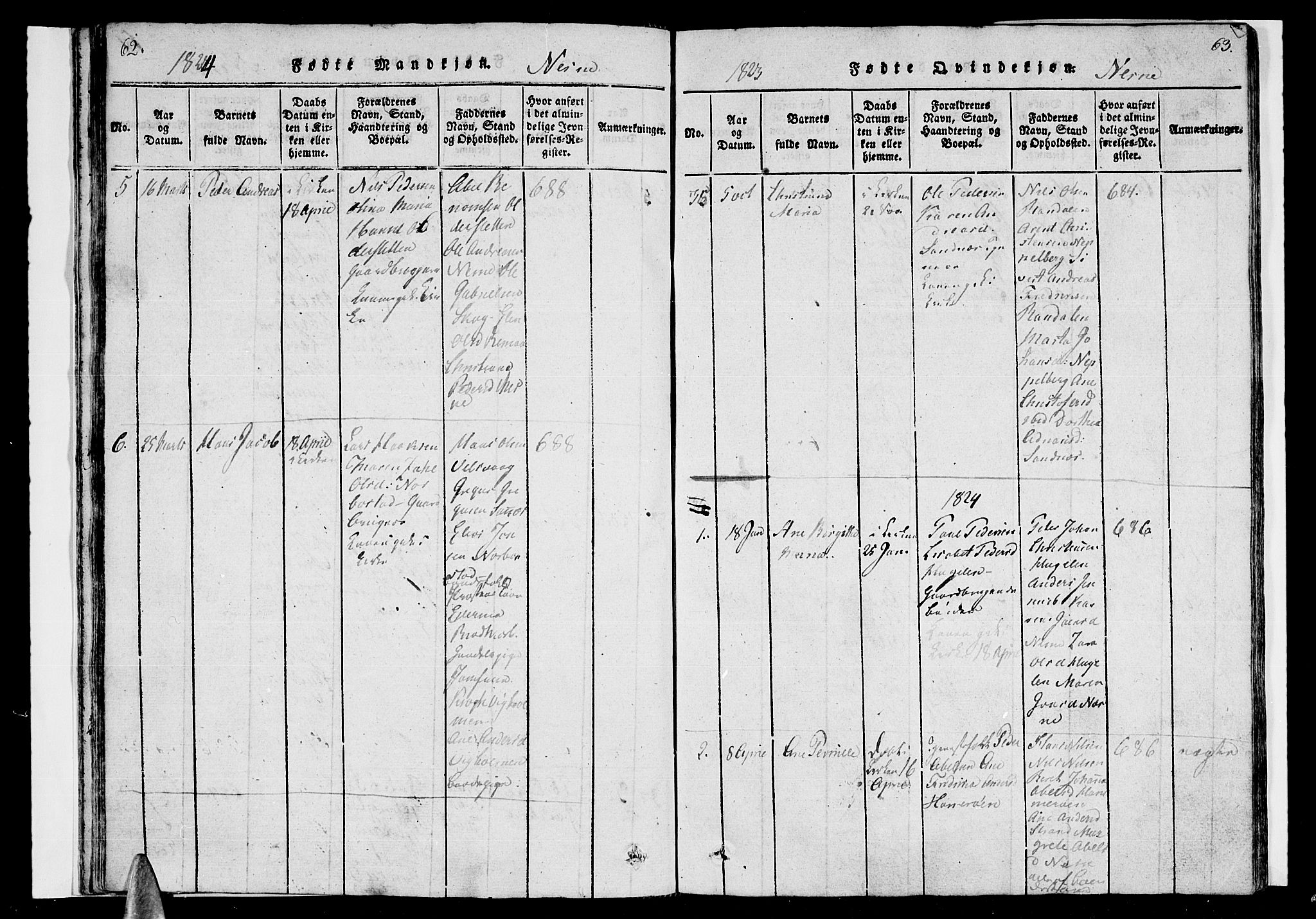 Ministerialprotokoller, klokkerbøker og fødselsregistre - Nordland, AV/SAT-A-1459/838/L0546: Parish register (official) no. 838A05 /1, 1820-1828, p. 62-63