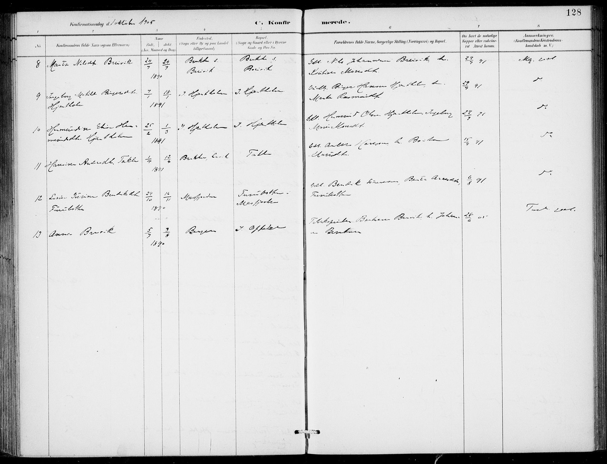 Gulen sokneprestembete, AV/SAB-A-80201/H/Haa/Haac/L0002: Parish register (official) no. C  2, 1882-1914, p. 128