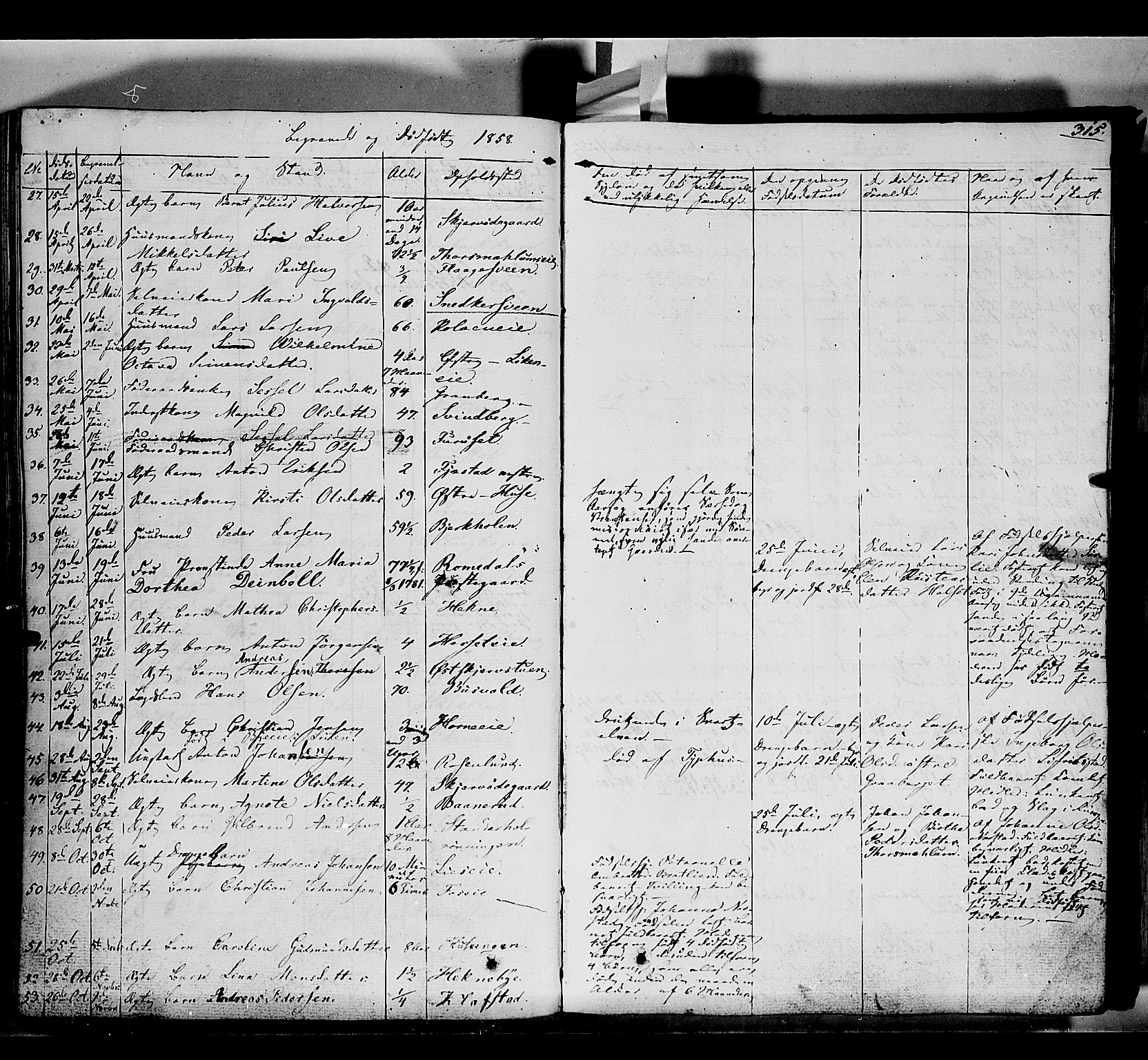 Romedal prestekontor, SAH/PREST-004/K/L0004: Parish register (official) no. 4, 1847-1861, p. 315