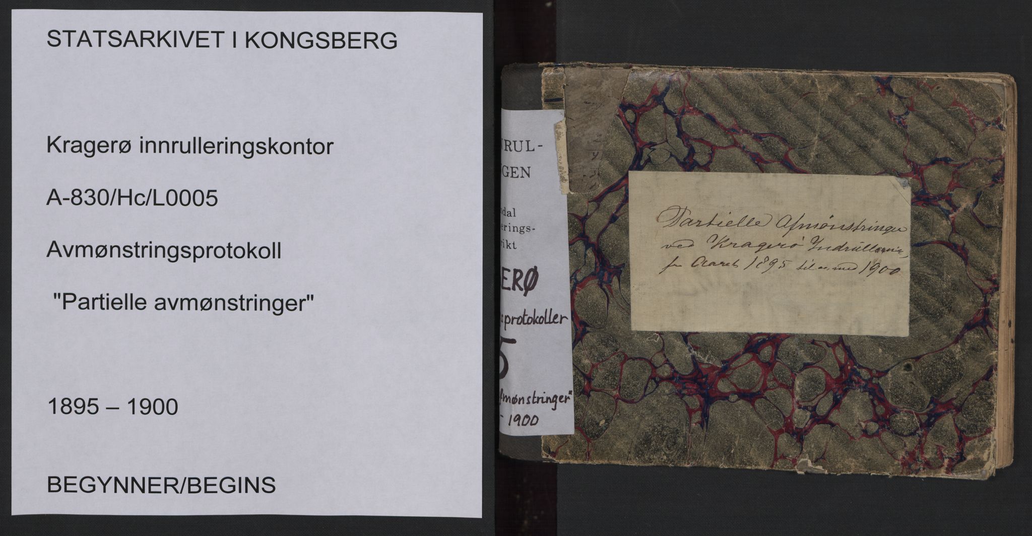 Kragerø innrulleringskontor, AV/SAKO-A-830/H/Hc/L0005: Avmønstringsprotokoll, 1895-1900, p. 1