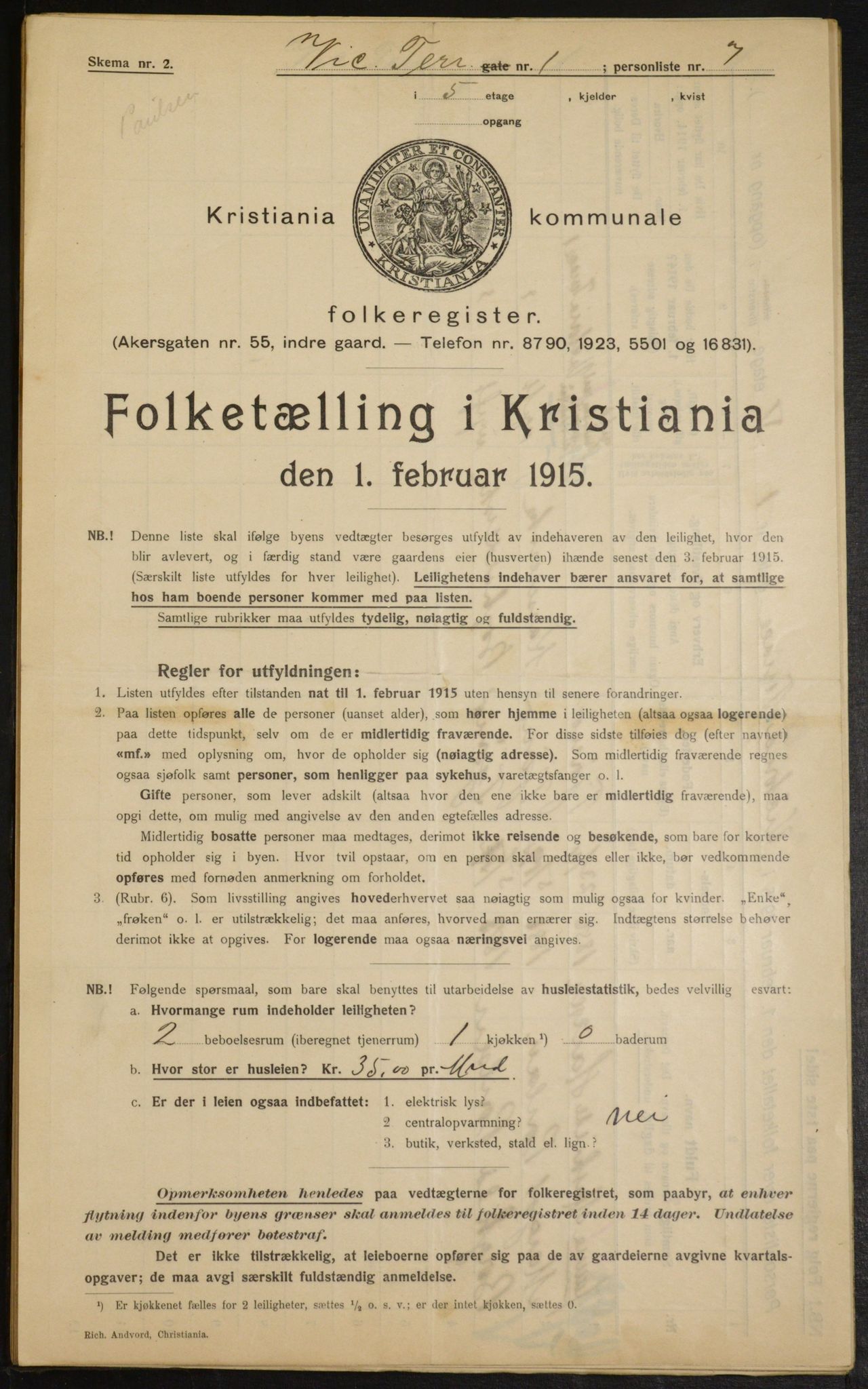 OBA, Municipal Census 1915 for Kristiania, 1915, p. 124071