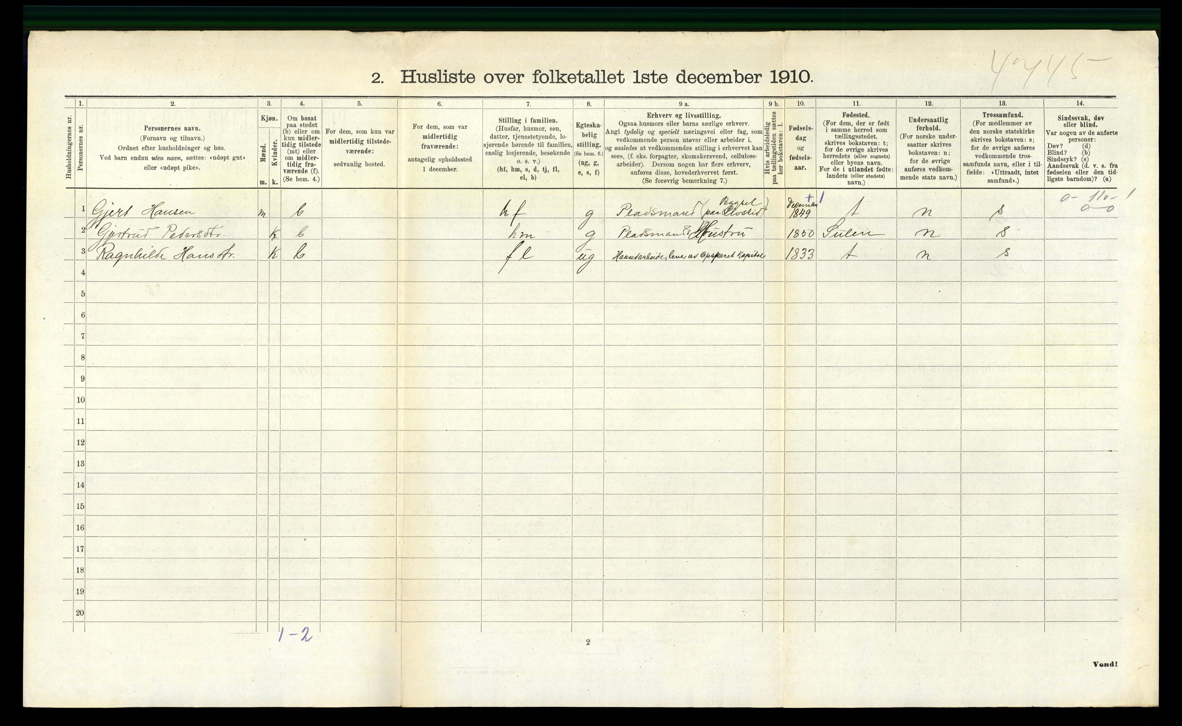 RA, 1910 census for Masfjorden, 1910, p. 243