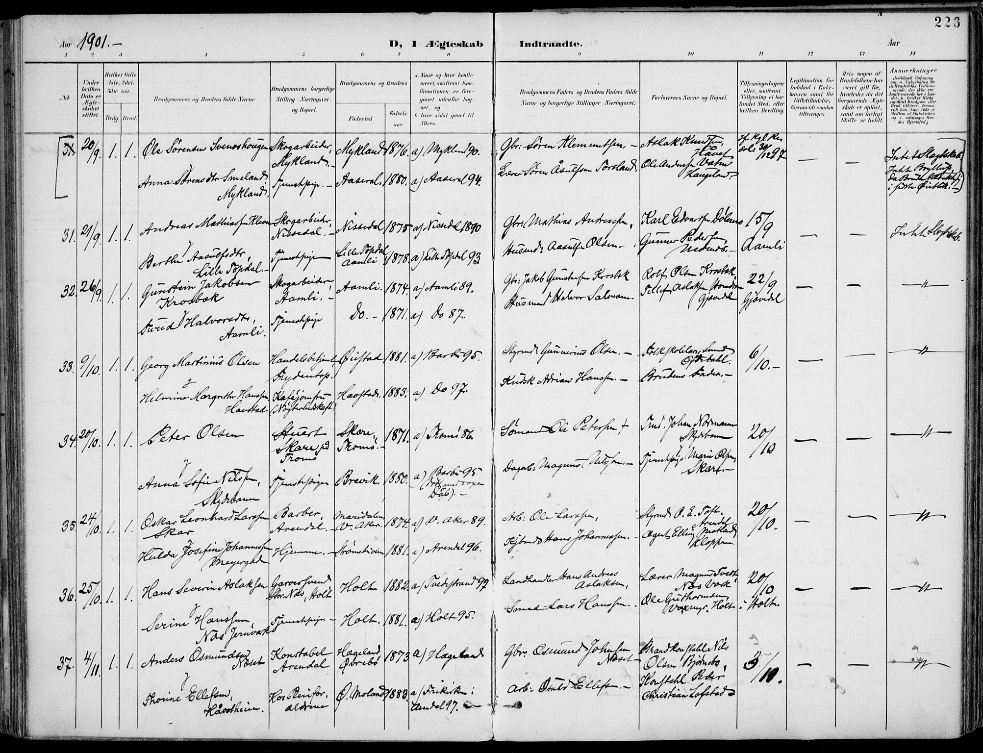 Barbu sokneprestkontor, AV/SAK-1111-0003/F/Fa/L0005: Parish register (official) no. A 5, 1899-1909, p. 226