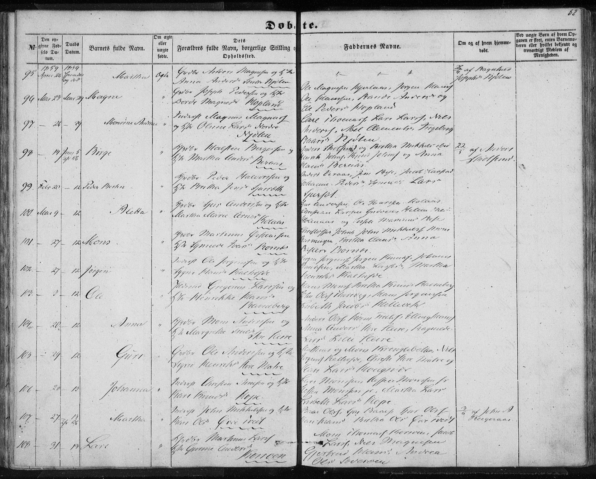 Lindås Sokneprestembete, SAB/A-76701/H/Haa: Parish register (official) no. A 11, 1854-1869, p. 82