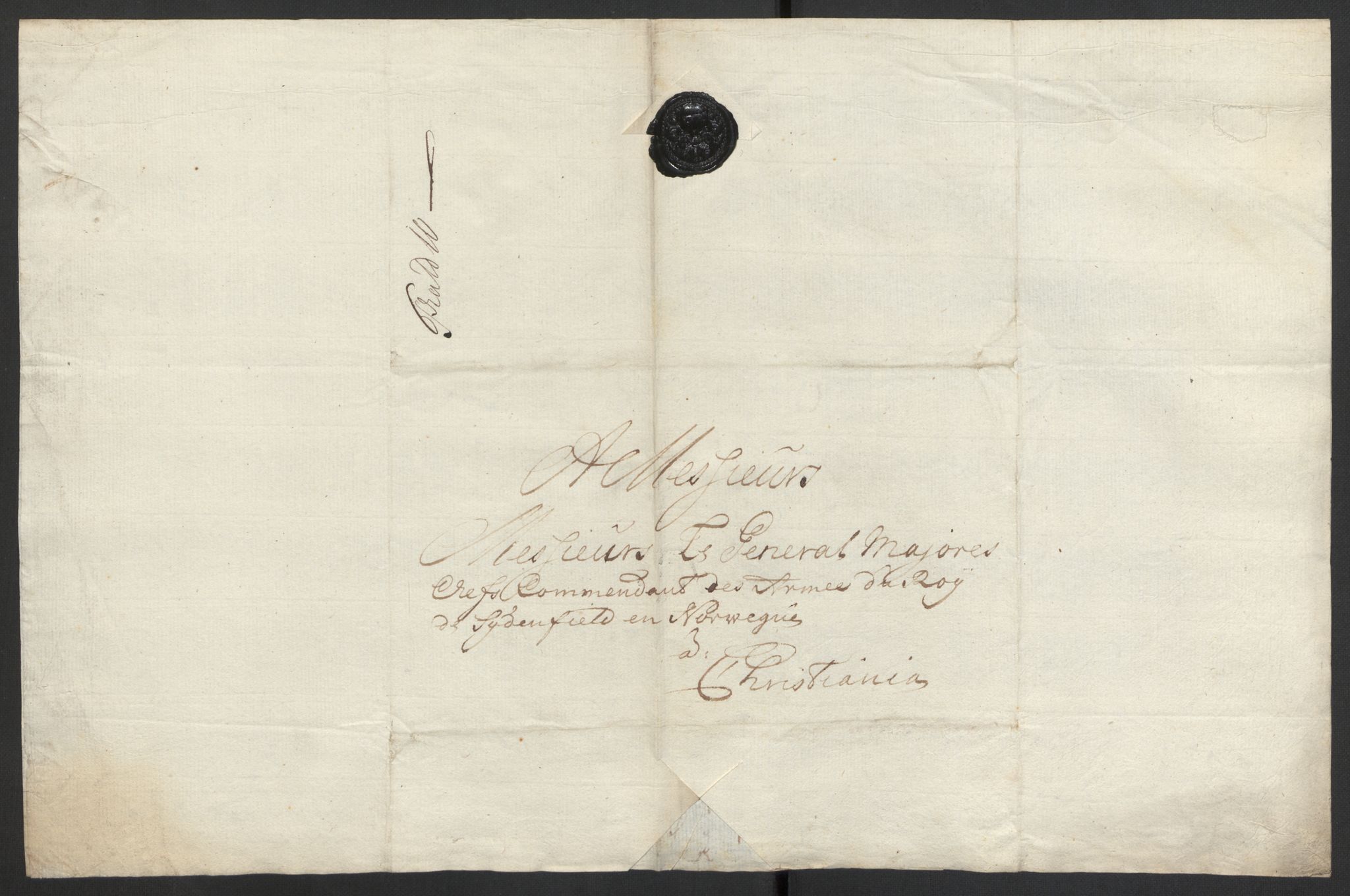 Kommanderende general (KG I) med Det norske krigsdirektorium, AV/RA-EA-5419/D/L0153: Fredriksten festning: Brev, inventarfortegnelser og regnskapsekstrakter, 1724-1729, p. 257