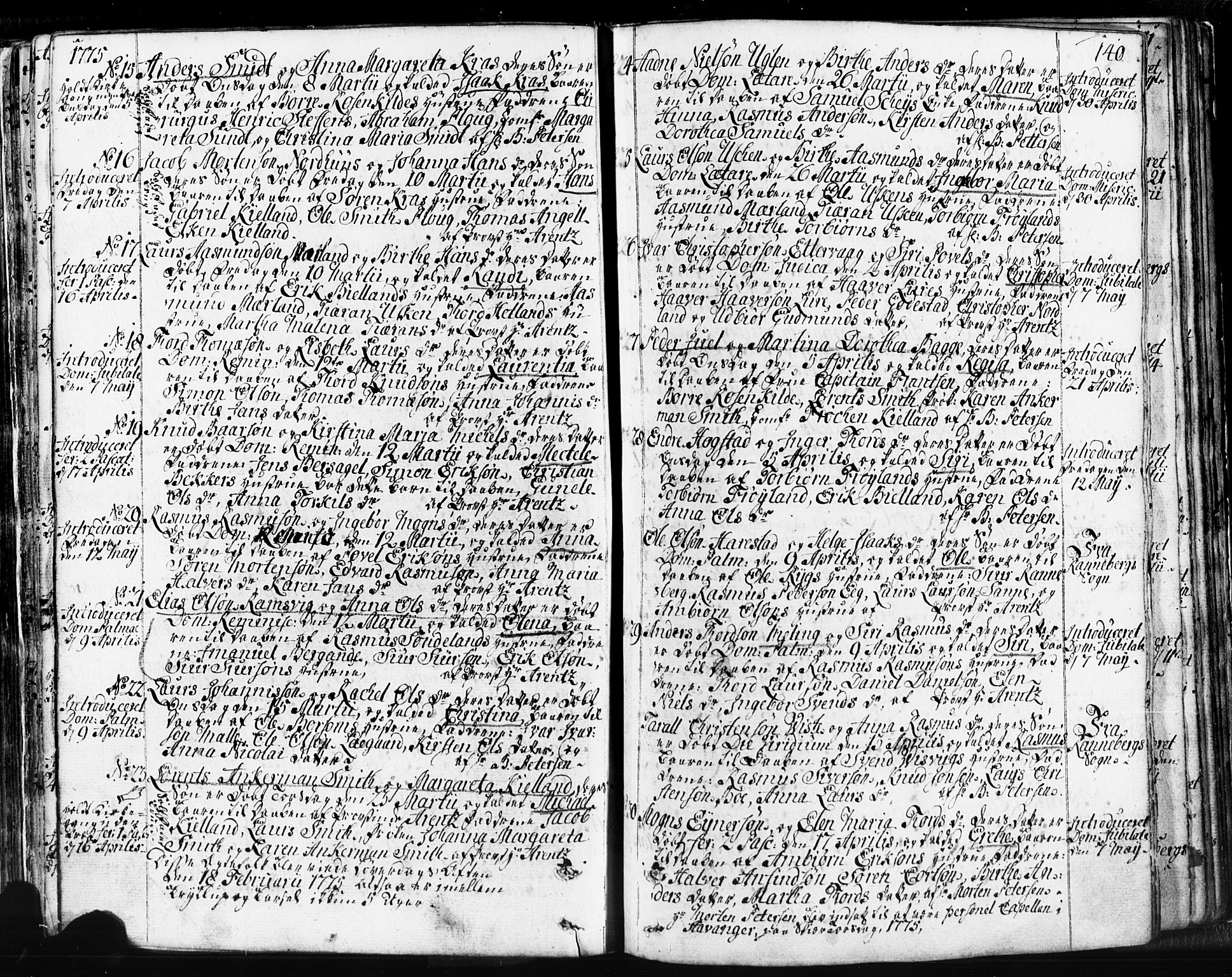 Domkirken sokneprestkontor, AV/SAST-A-101812/001/30/30BB/L0004: Parish register (copy) no. B 4, 1752-1790, p. 140