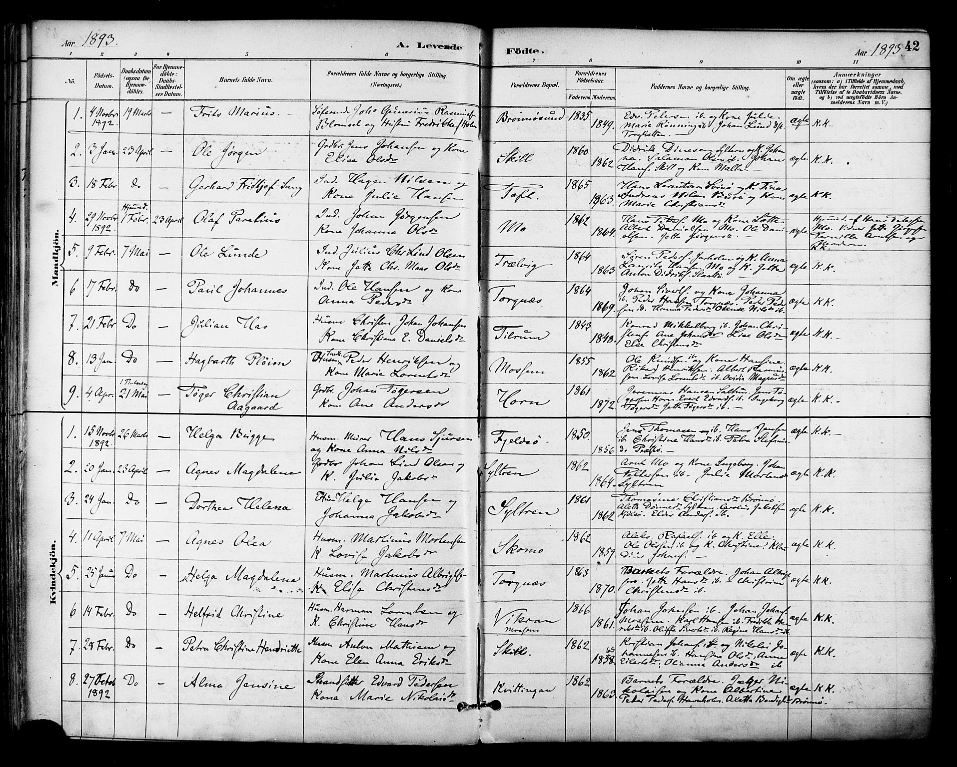 Ministerialprotokoller, klokkerbøker og fødselsregistre - Nordland, SAT/A-1459/813/L0200: Parish register (official) no. 813A10, 1886-1900, p. 42