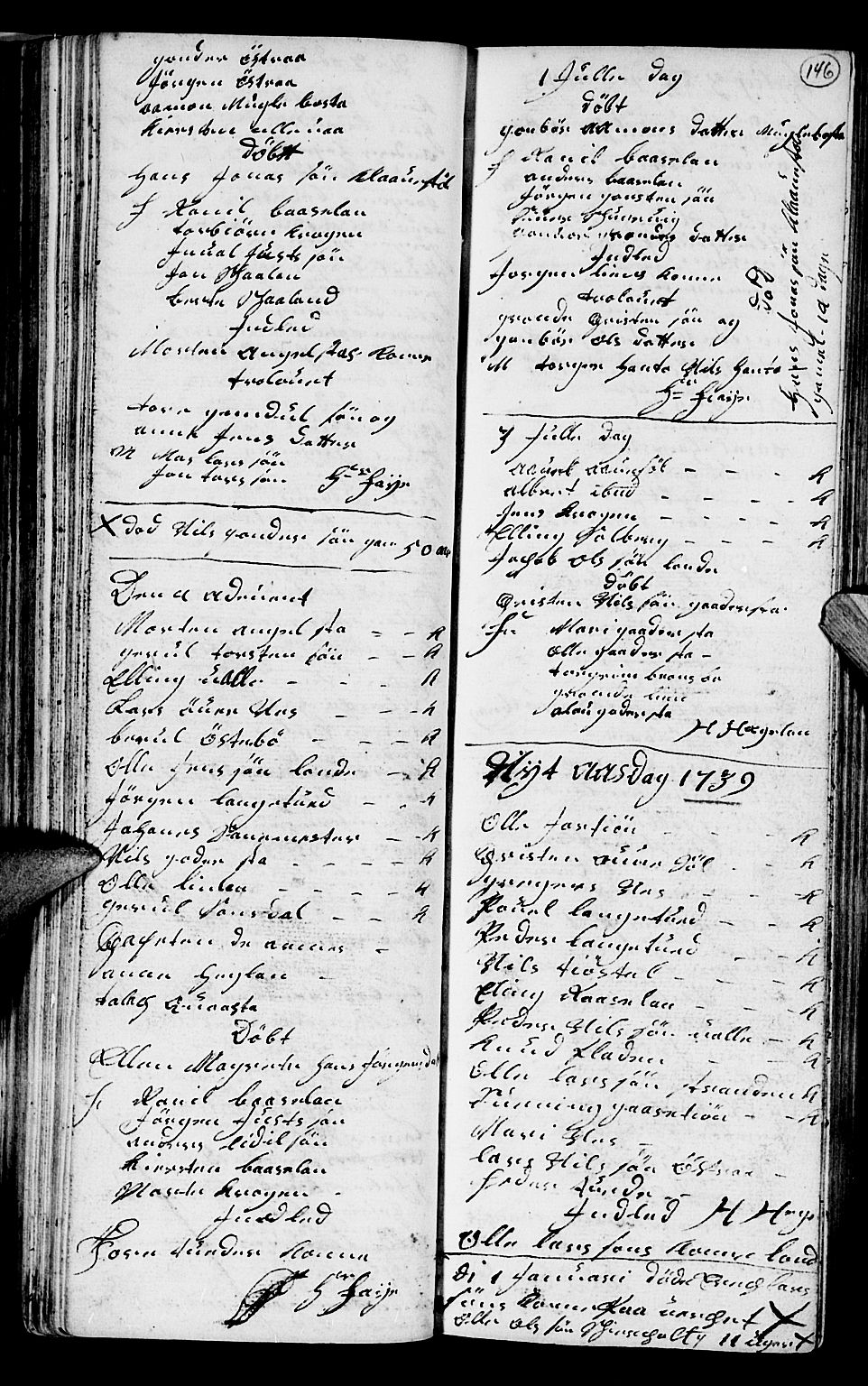 Holt sokneprestkontor, SAK/1111-0021/F/Fb/L0004: Parish register (copy) no. B 4, 1730-1746, p. 146
