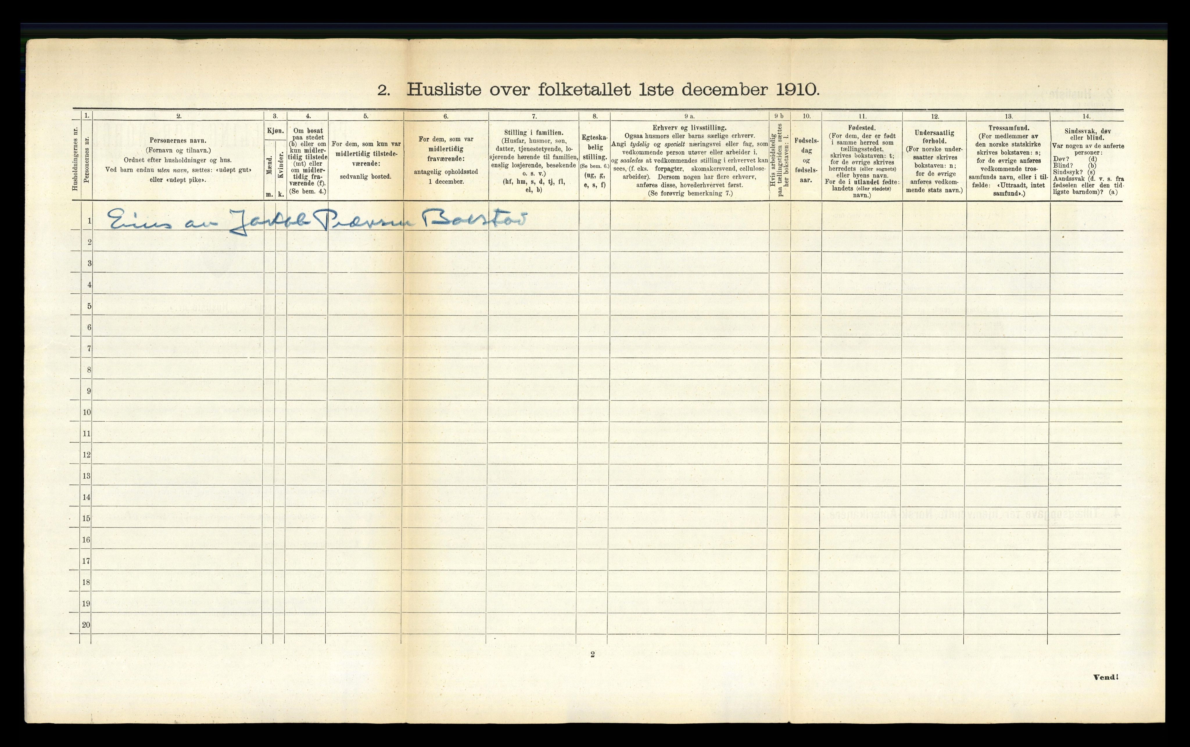 RA, 1910 census for Buksnes, 1910, p. 399