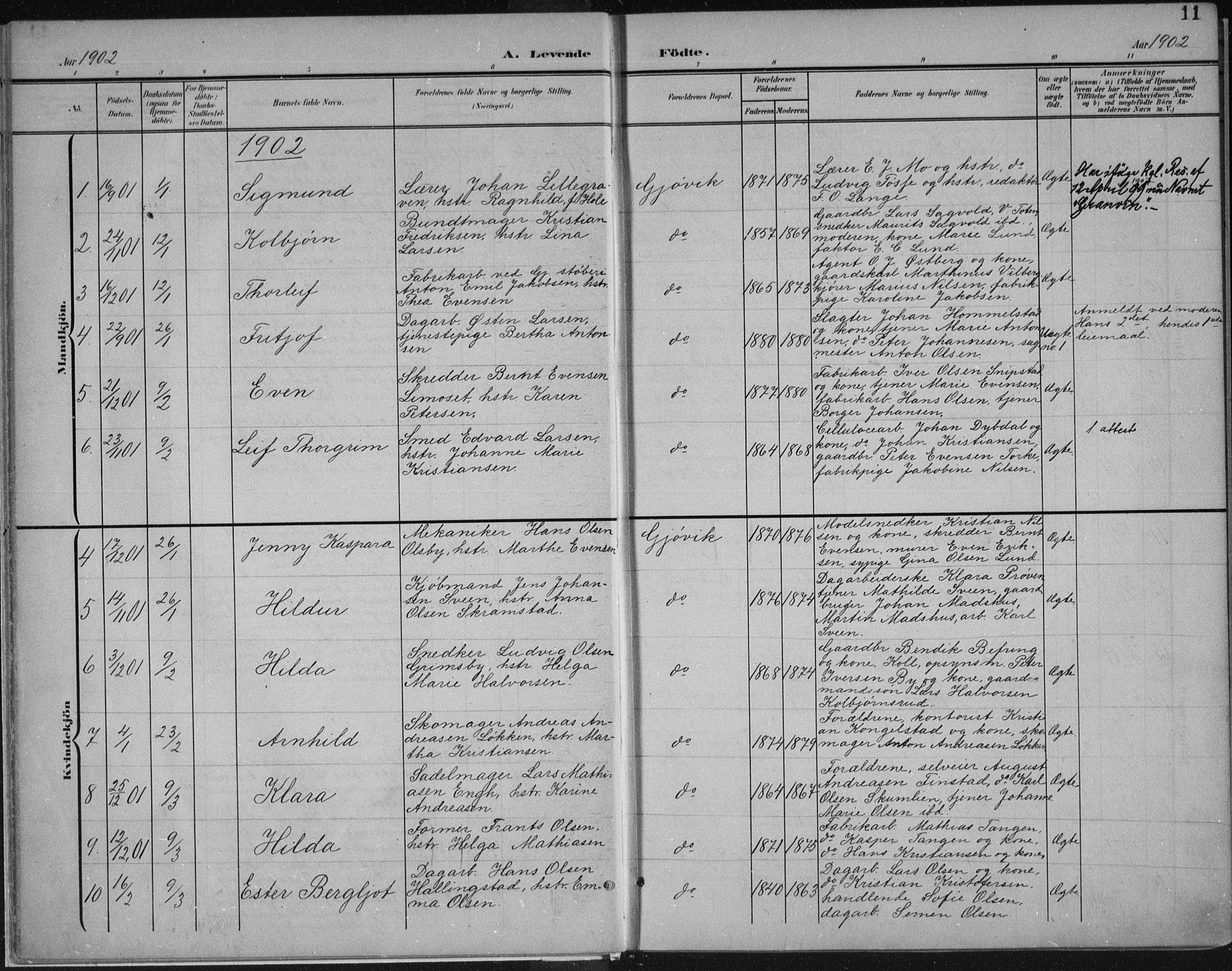 Vardal prestekontor, SAH/PREST-100/H/Ha/Haa/L0013: Parish register (official) no. 13, 1901-1911, p. 11