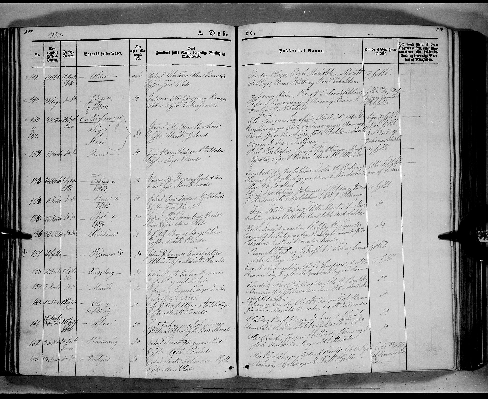 Lesja prestekontor, AV/SAH-PREST-068/H/Ha/Haa/L0006: Parish register (official) no. 6A, 1843-1854, p. 258-259