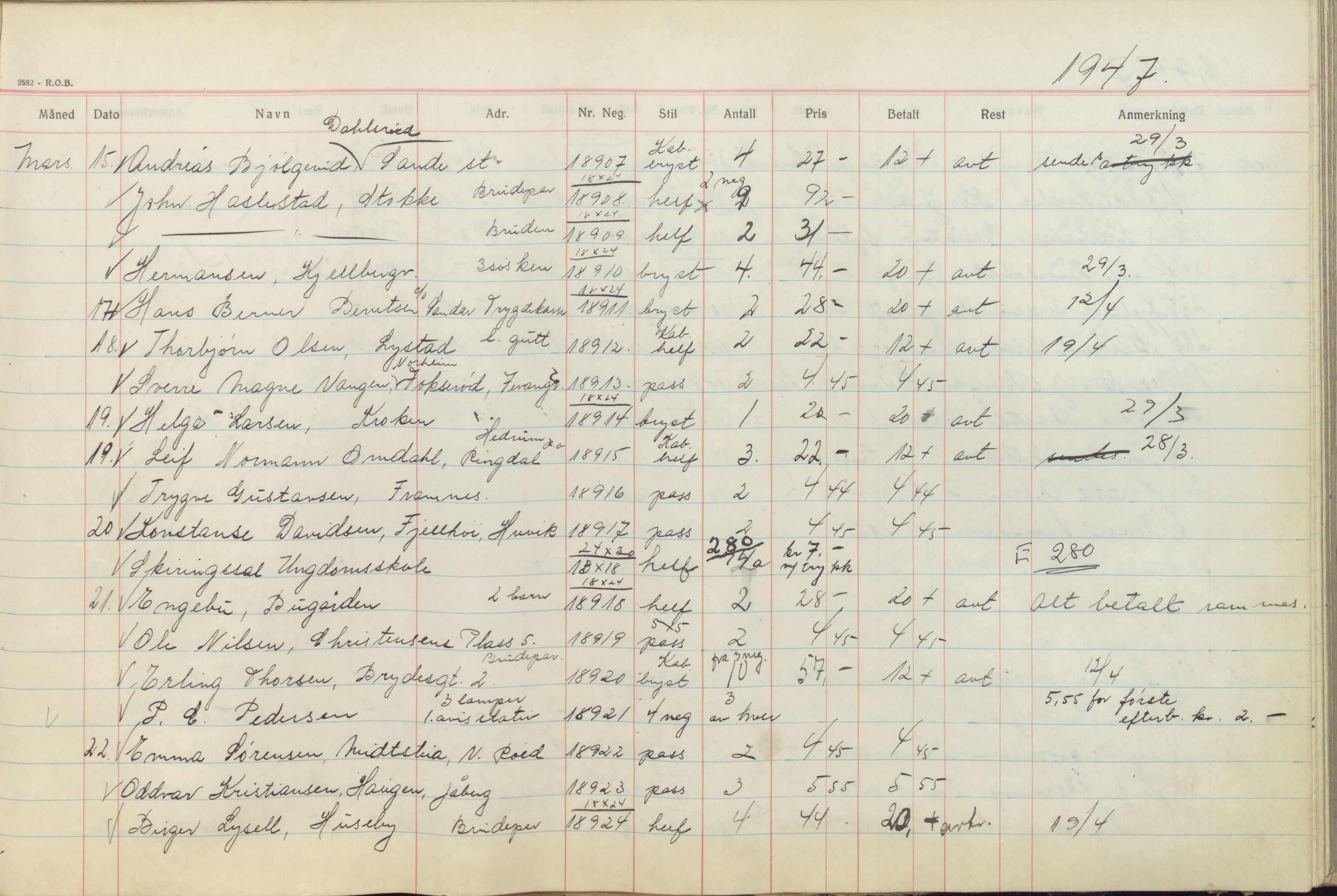 Pa 1494 - Jørgensen, Antonius. Fotograf, VEMU/A-2760/F/Fb, 1927-1984, p. 1146
