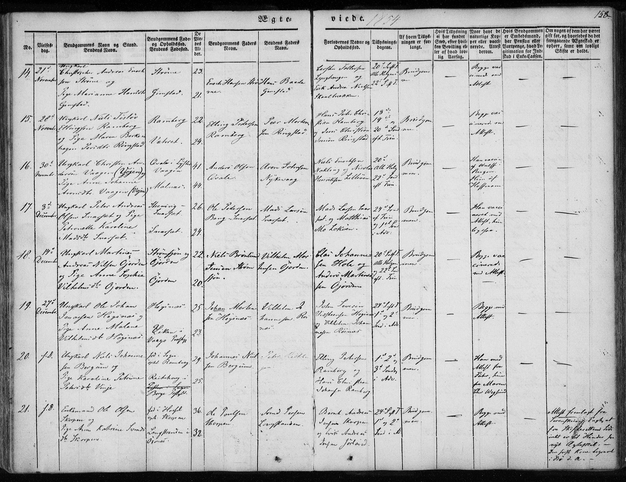 Ministerialprotokoller, klokkerbøker og fødselsregistre - Nordland, AV/SAT-A-1459/891/L1299: Parish register (official) no. 891A04, 1841-1856, p. 158