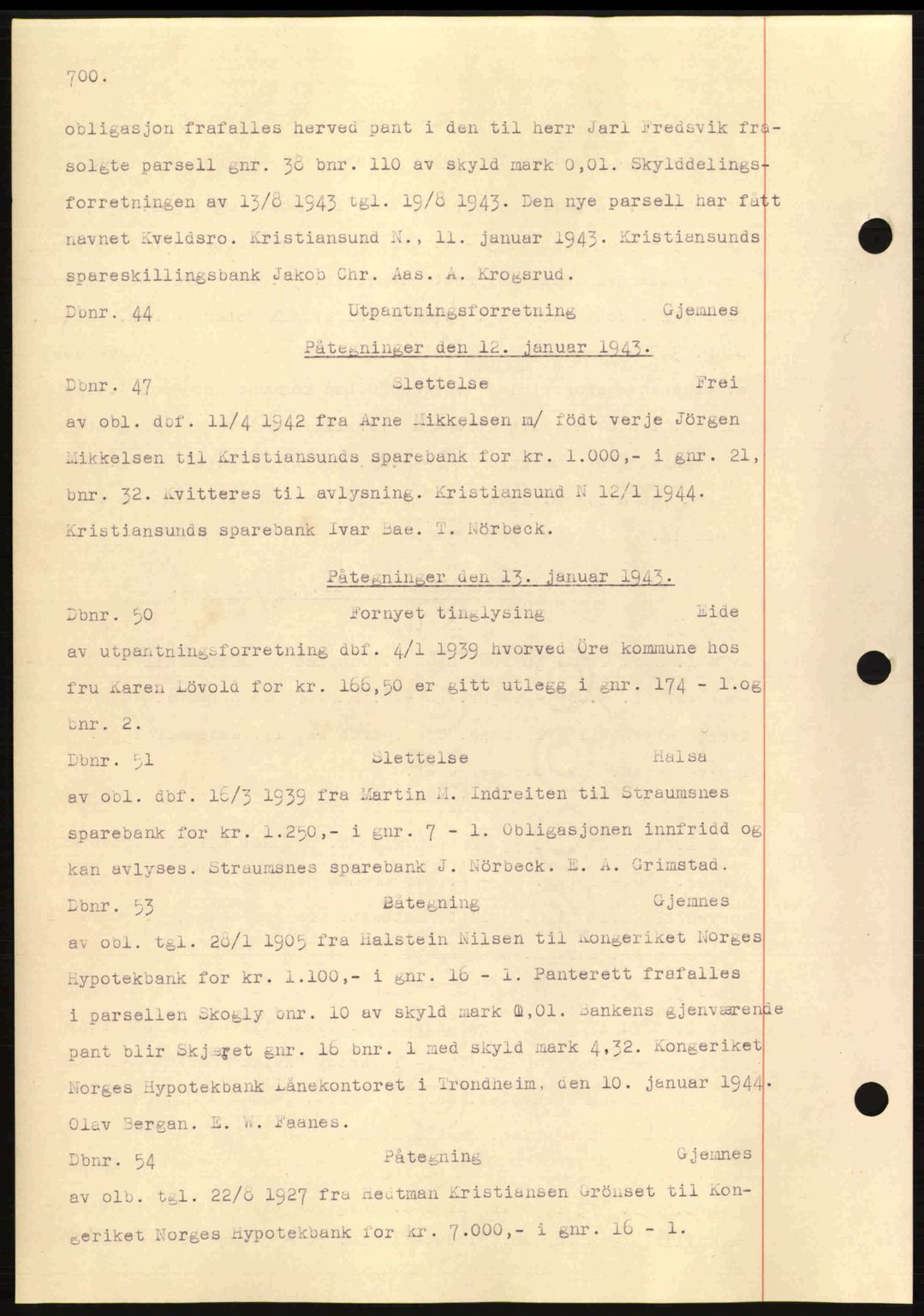 Nordmøre sorenskriveri, AV/SAT-A-4132/1/2/2Ca: Mortgage book no. C81, 1940-1945, Diary no: : 44/1944