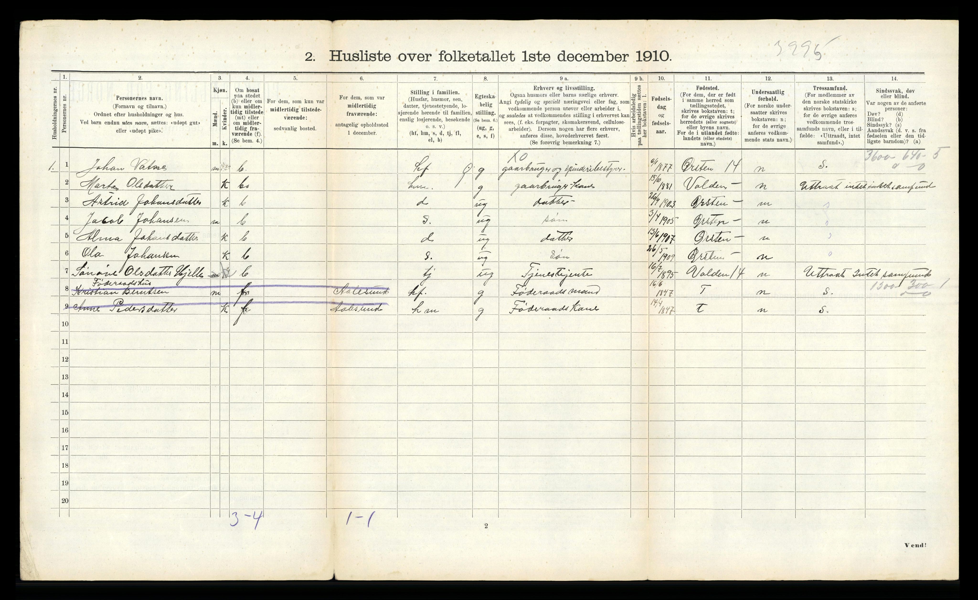 RA, 1910 census for Hjørundfjord, 1910, p. 59