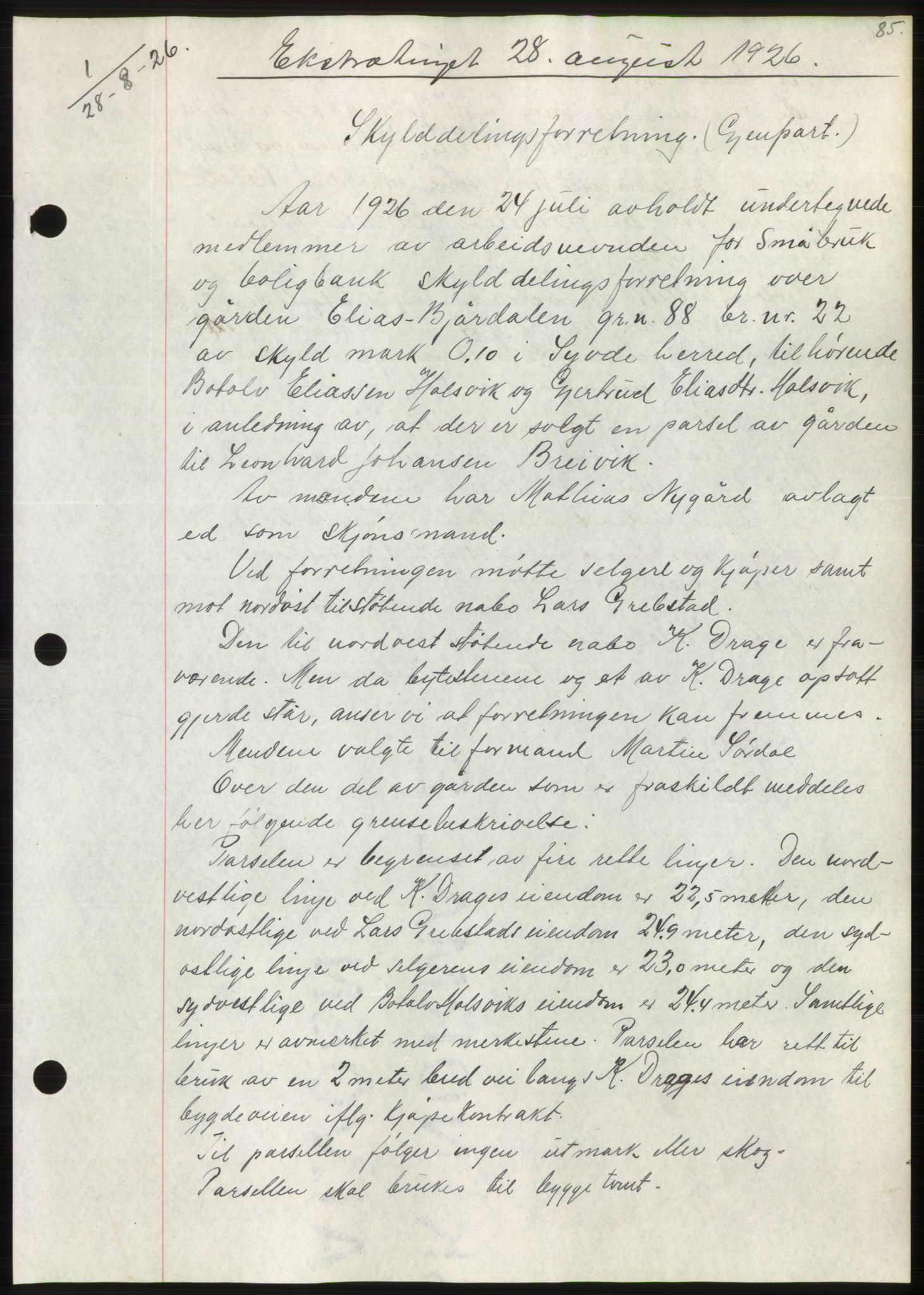 Søre Sunnmøre sorenskriveri, AV/SAT-A-4122/1/2/2C/L0045: Mortgage book no. 39, 1926-1927, Deed date: 28.08.1926