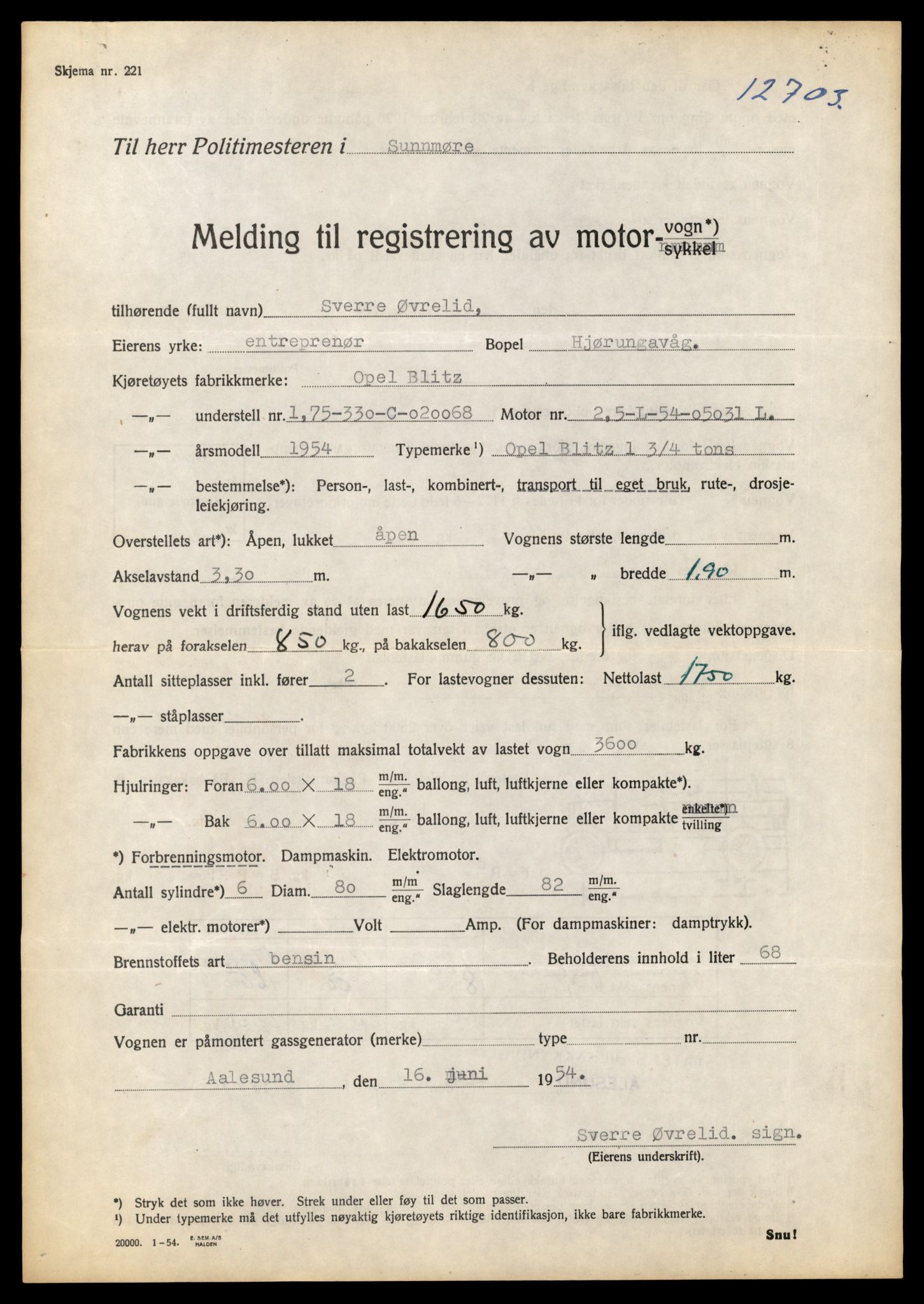 Møre og Romsdal vegkontor - Ålesund trafikkstasjon, AV/SAT-A-4099/F/Fe/L0035: Registreringskort for kjøretøy T 12653 - T 12829, 1927-1998, p. 962