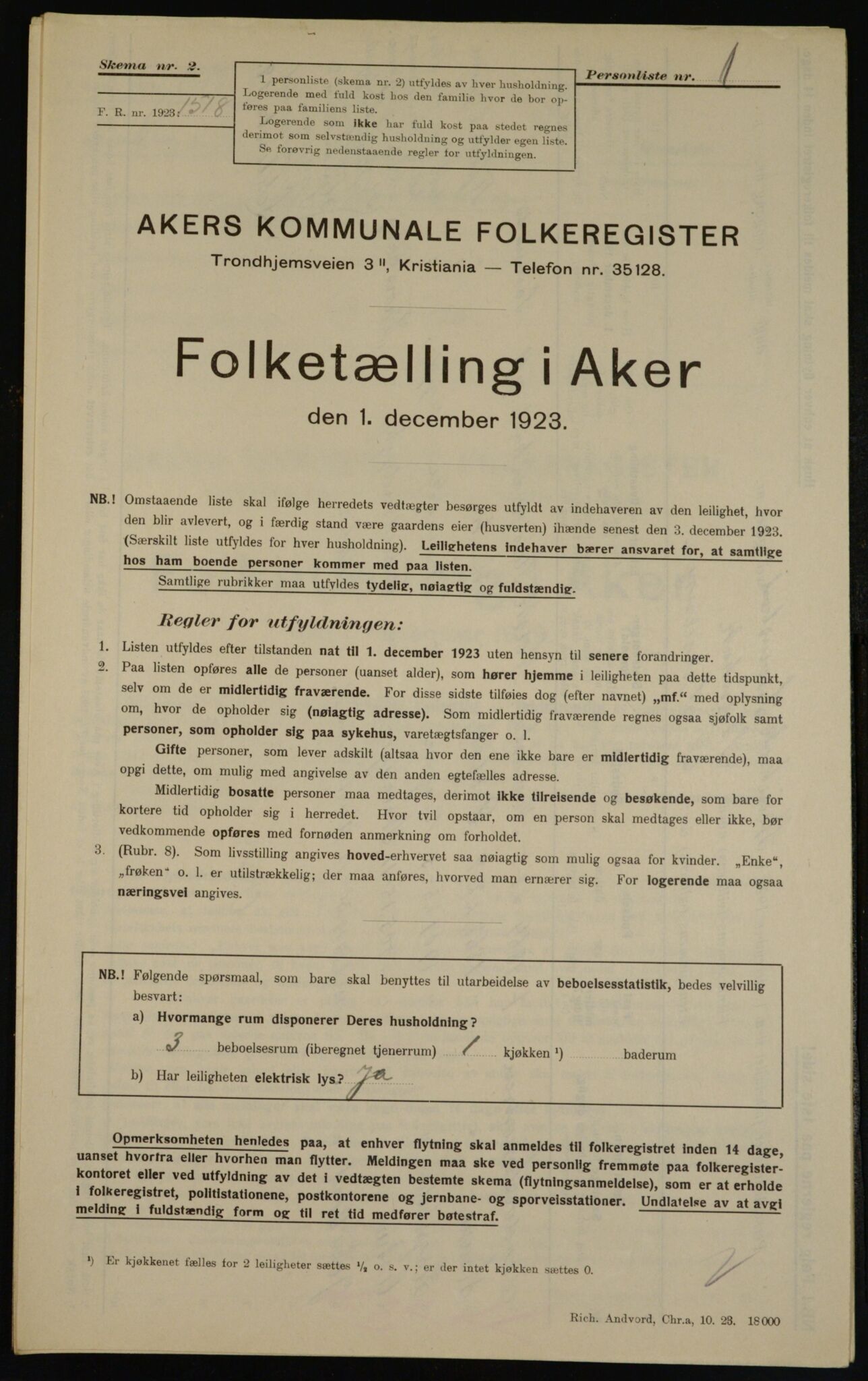 , Municipal Census 1923 for Aker, 1923, p. 45304