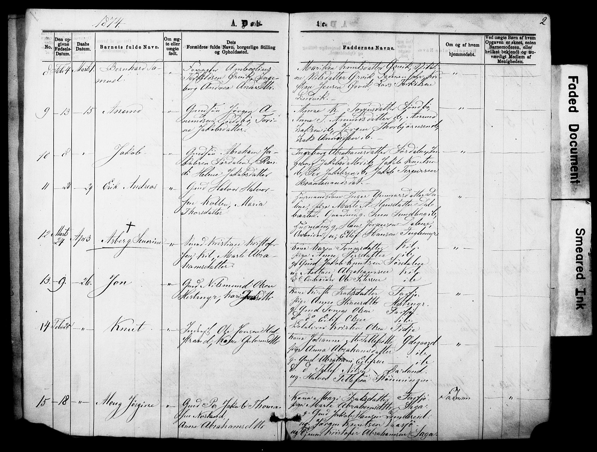 Sannidal kirkebøker, AV/SAKO-A-296/F/Fa/L0014: Parish register (official) no. 14, 1874-1883, p. 2