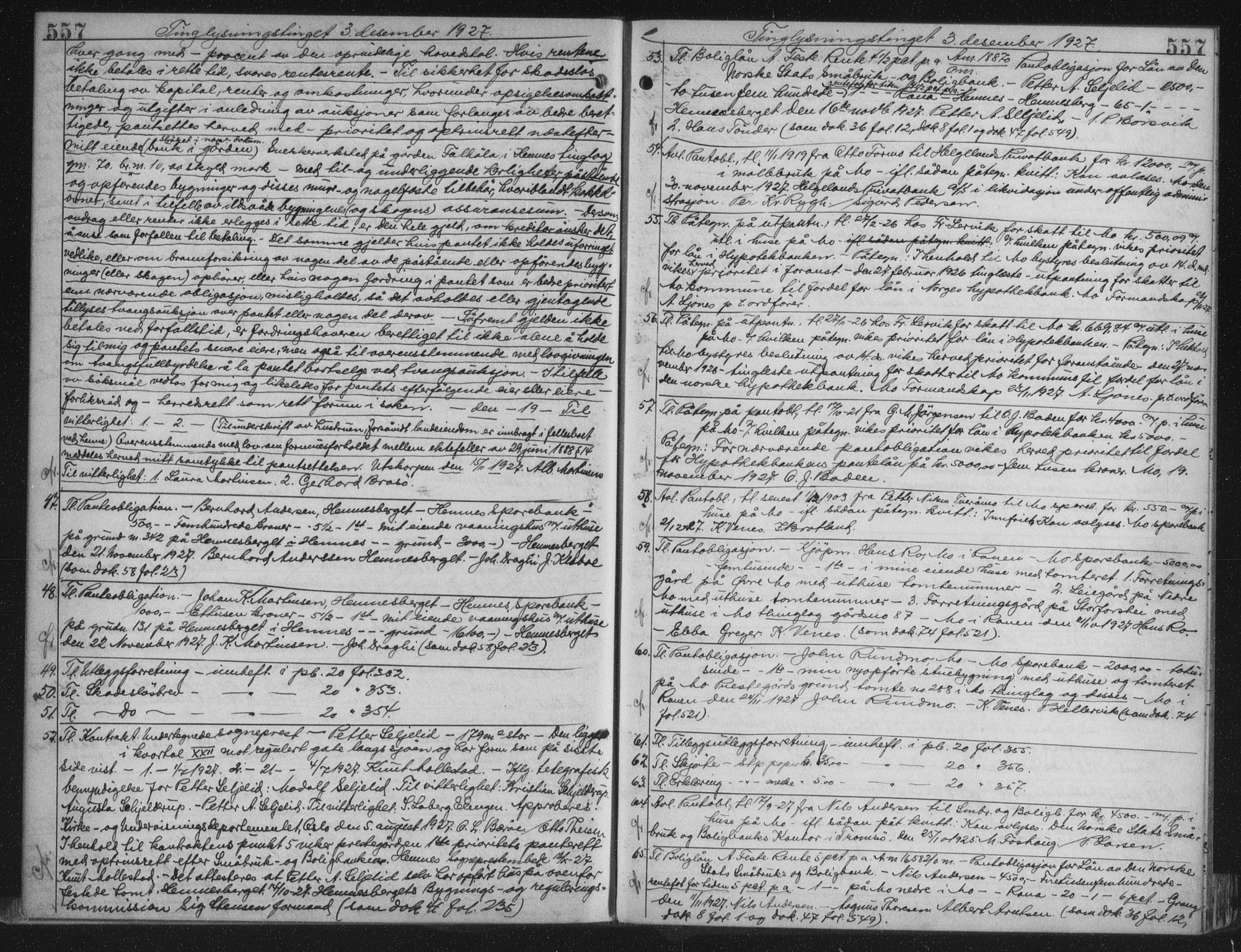 Rana sorenskriveri , AV/SAT-A-1108/1/2/2C/L0018: Mortgage book no. 18, 1923-1928, p. 557, Deed date: 03.12.1927